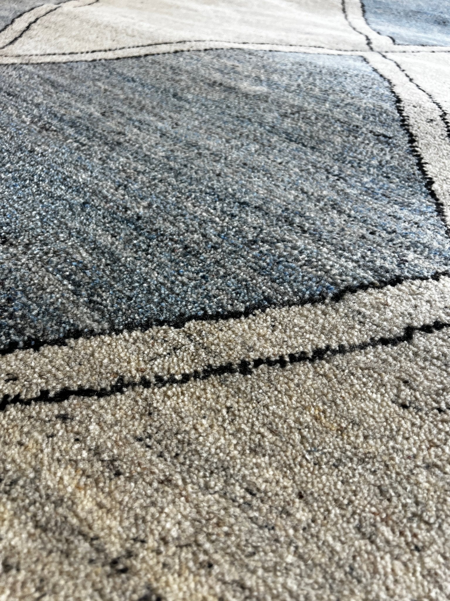 Millian 9.3x11.9 Hand-Knotted Light Blue & Beige Modern | Banana Manor Rug Factory Outlet