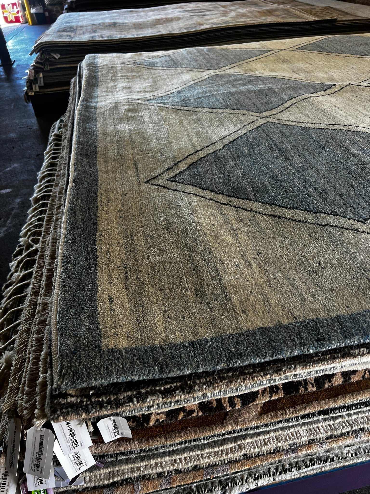 Millian 9.3x11.9 Hand-Knotted Light Blue & Beige Modern | Banana Manor Rug Factory Outlet