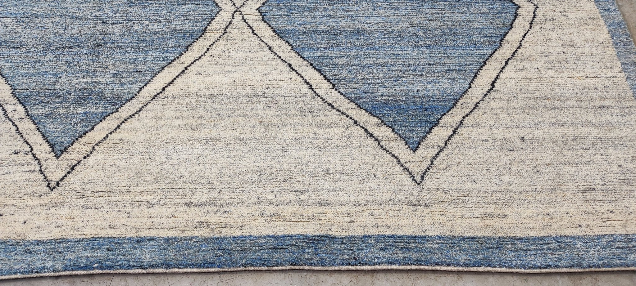 Millian 9.3x11.9 Hand-Knotted Light Blue & Beige Modern | Banana Manor Rug Factory Outlet