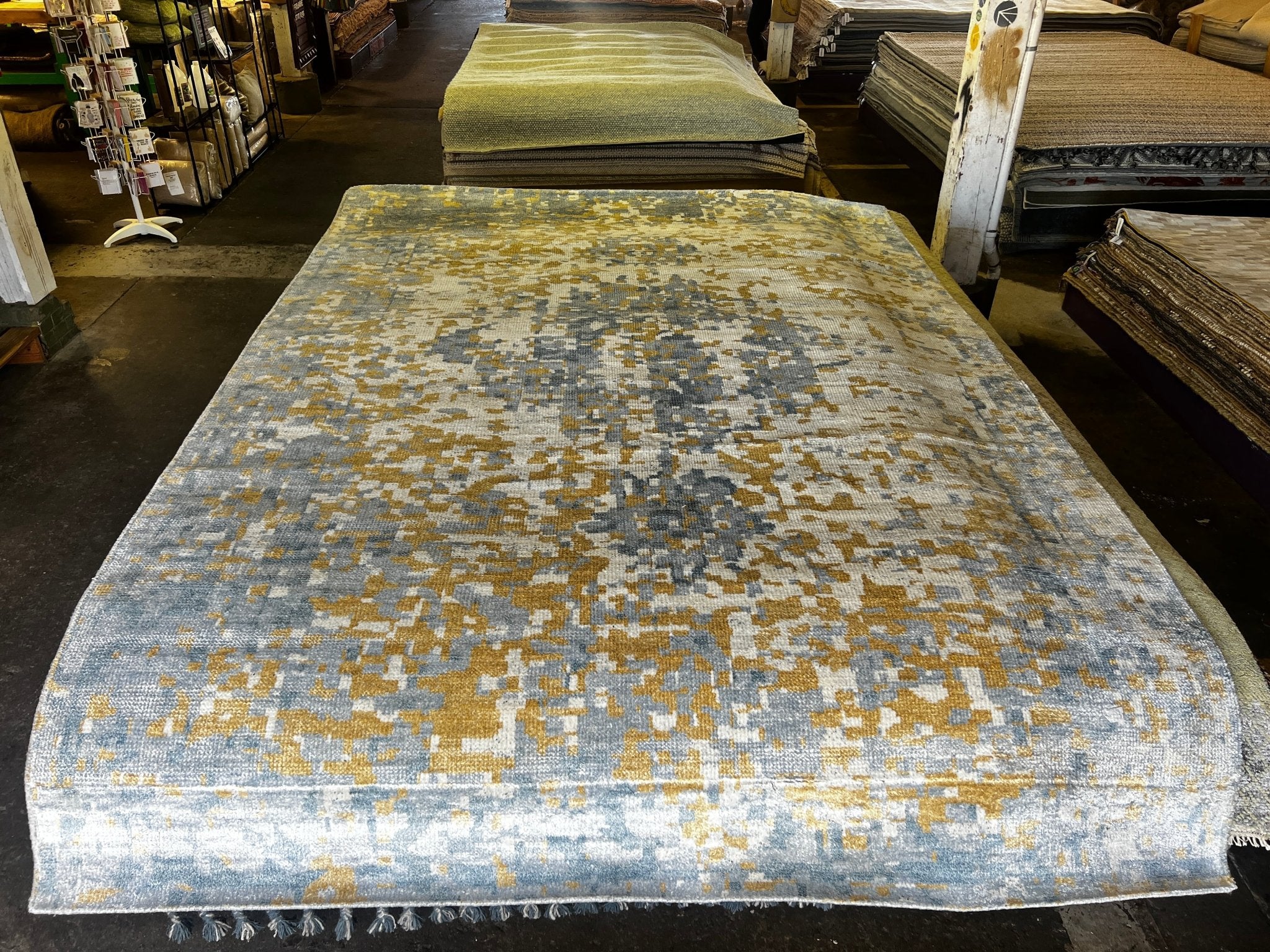 Mimi Fox 7.9x10.9 Hand-Knotted Aqua Mix Abstract | Banana Manor Rug Factory Outlet