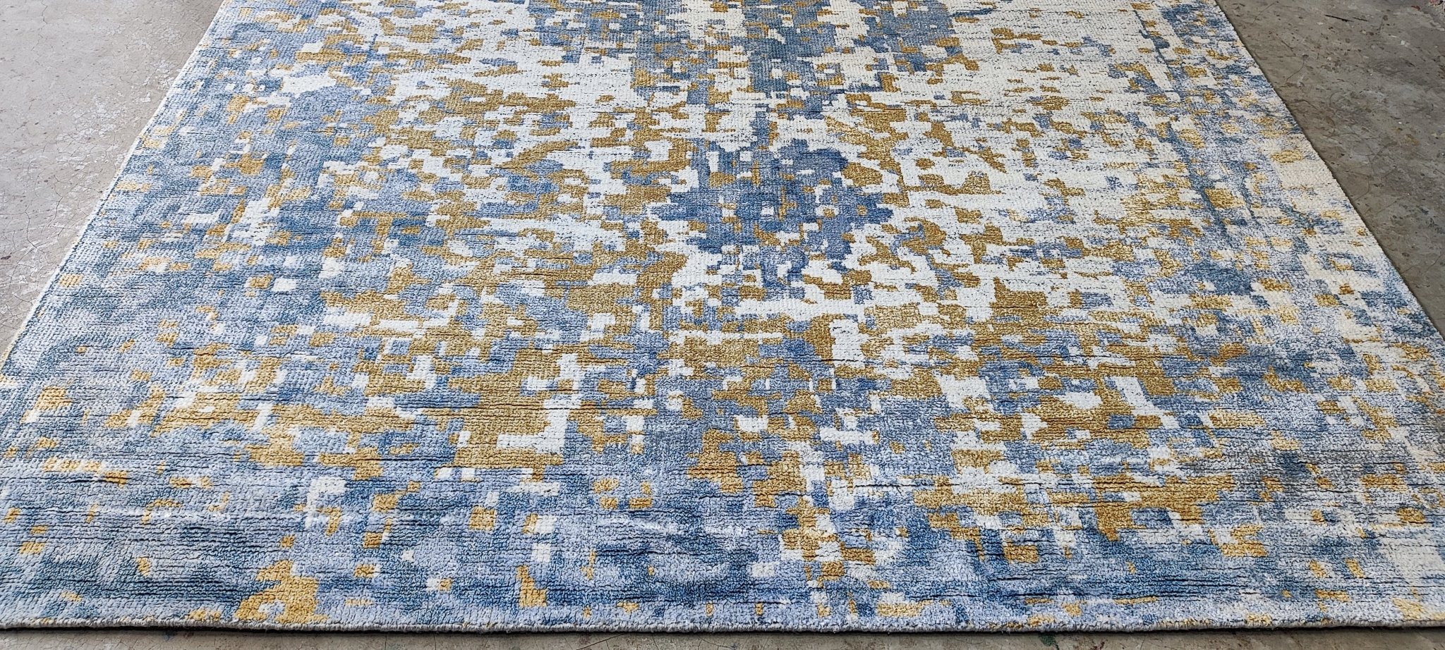 Mimi Fox 7.9x10.9 Hand Knotted Aqua Mix Abstract | Banana Manor Rug Factory Outlet