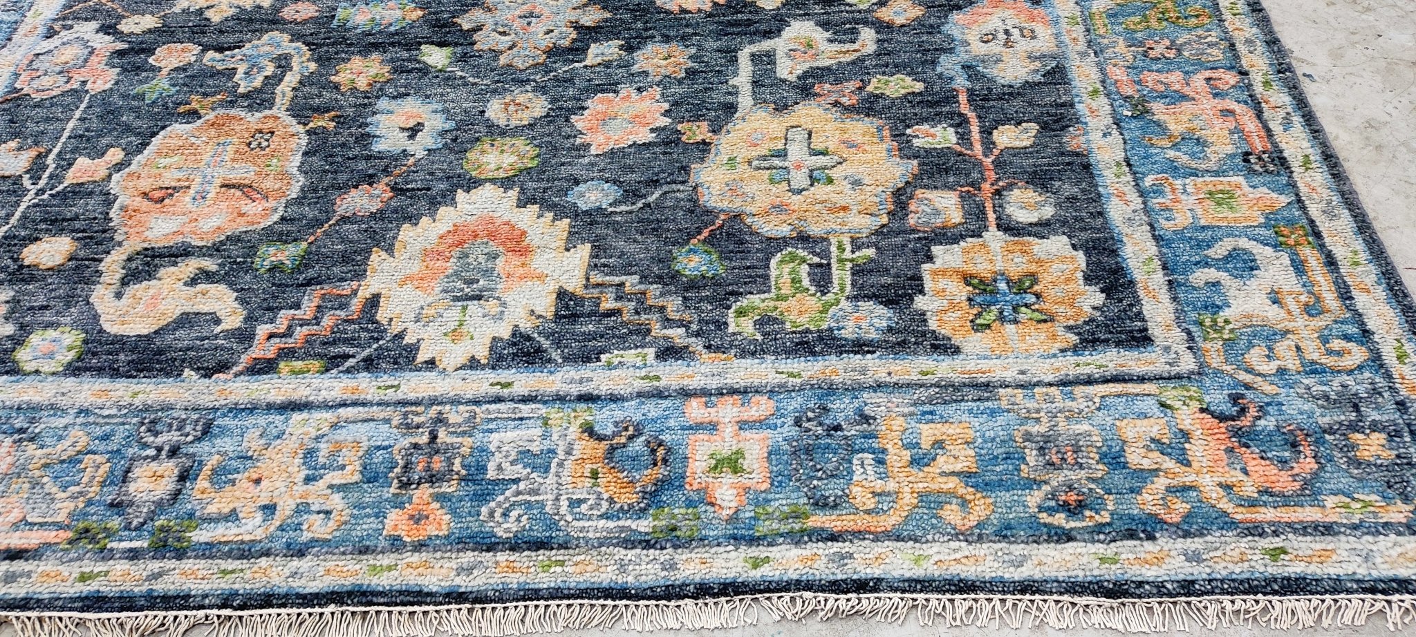 Miranda Otto Hand-Knotted Oushak Rug Blue 8.3X10 | Banana Manor Rug Company