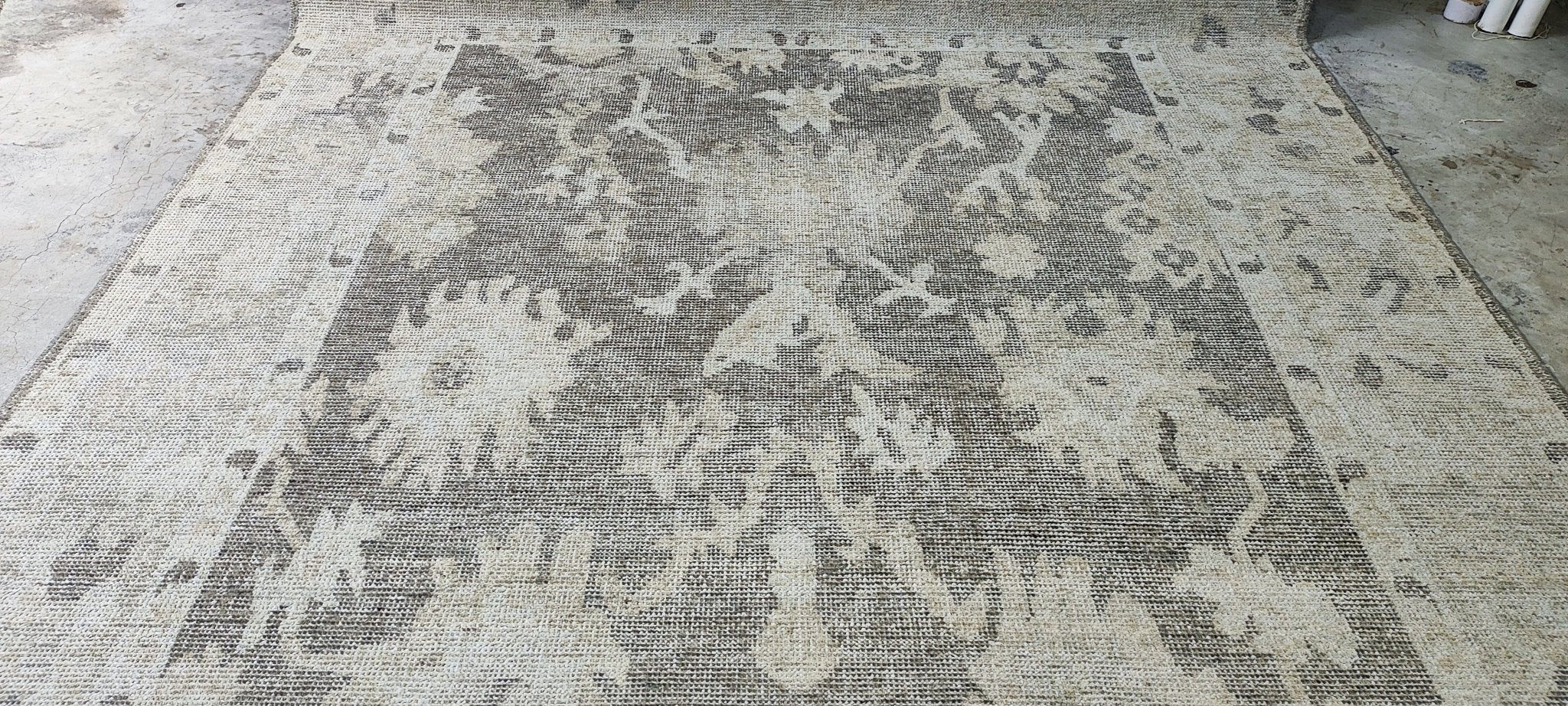 Missy 8x9.9 Hand Knotted Grey & Beige Oushak | Banana Manor Rug Factory Outlet