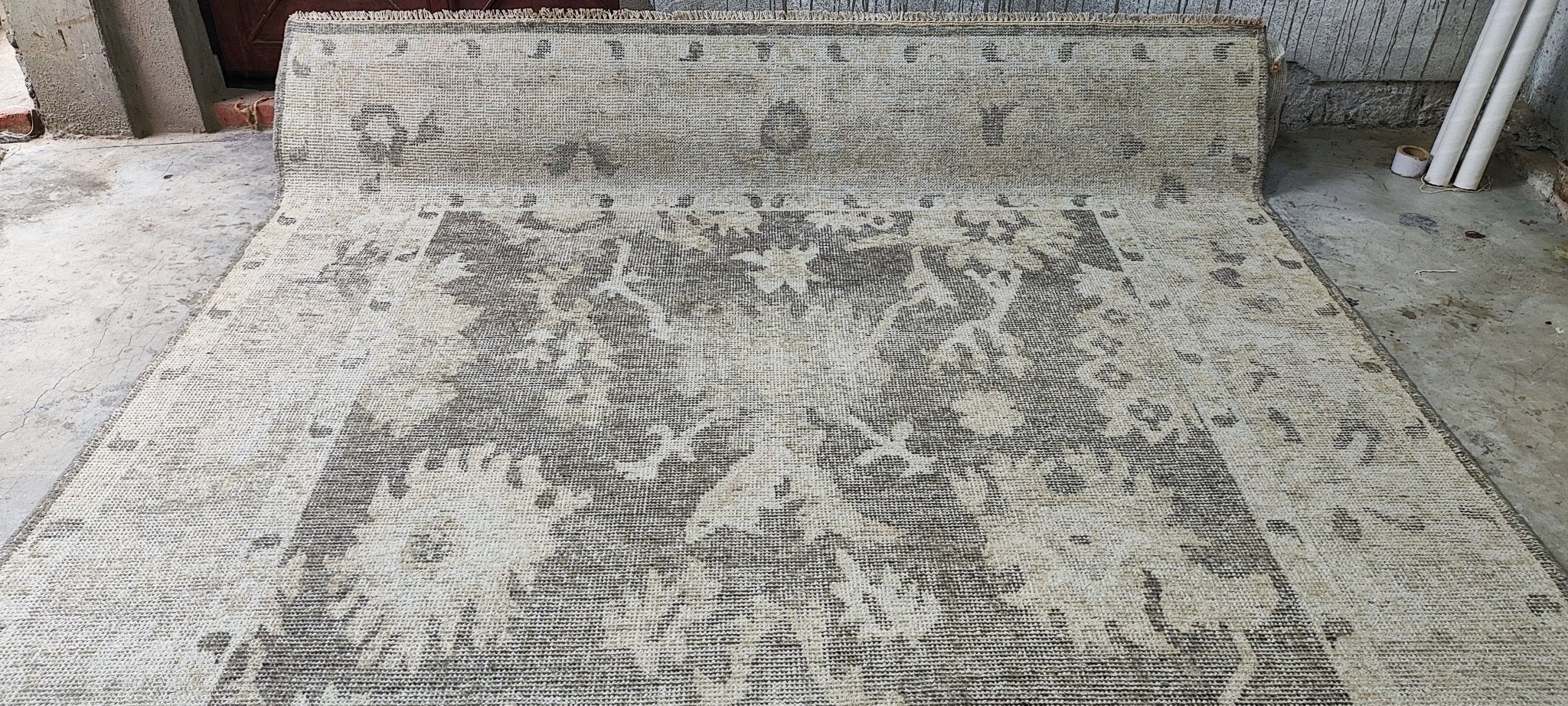 Missy 8x9.9 Hand Knotted Grey & Beige Oushak | Banana Manor Rug Factory Outlet