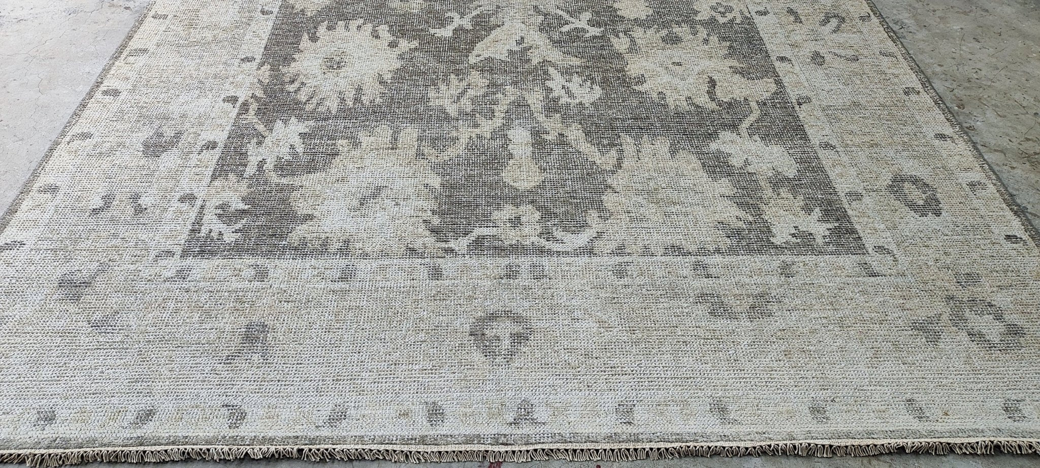 Missy 8x9.9 Hand Knotted Grey & Beige Oushak | Banana Manor Rug Factory Outlet