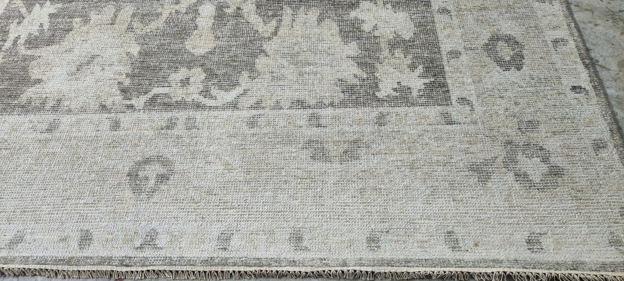 Missy 8x9.9 Hand Knotted Grey & Beige Oushak | Banana Manor Rug Factory Outlet