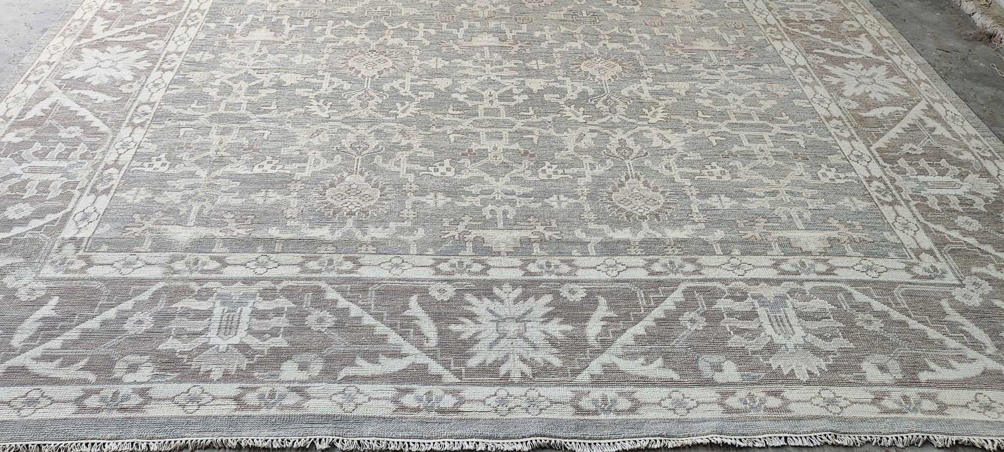 Moe Tucker 11.9x15 Hand Knotted Silver Grey Turkish Oushak | Banana Manor Rug Factory Outlet