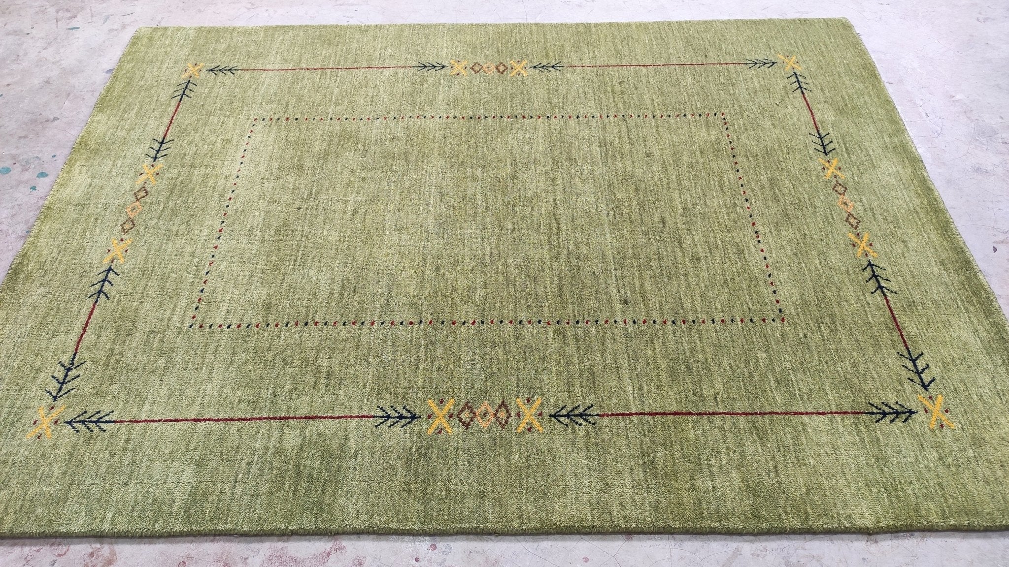 Mojo 3x4.9 Green Handwoven Gabbeh Rug | Banana Manor Rug Company