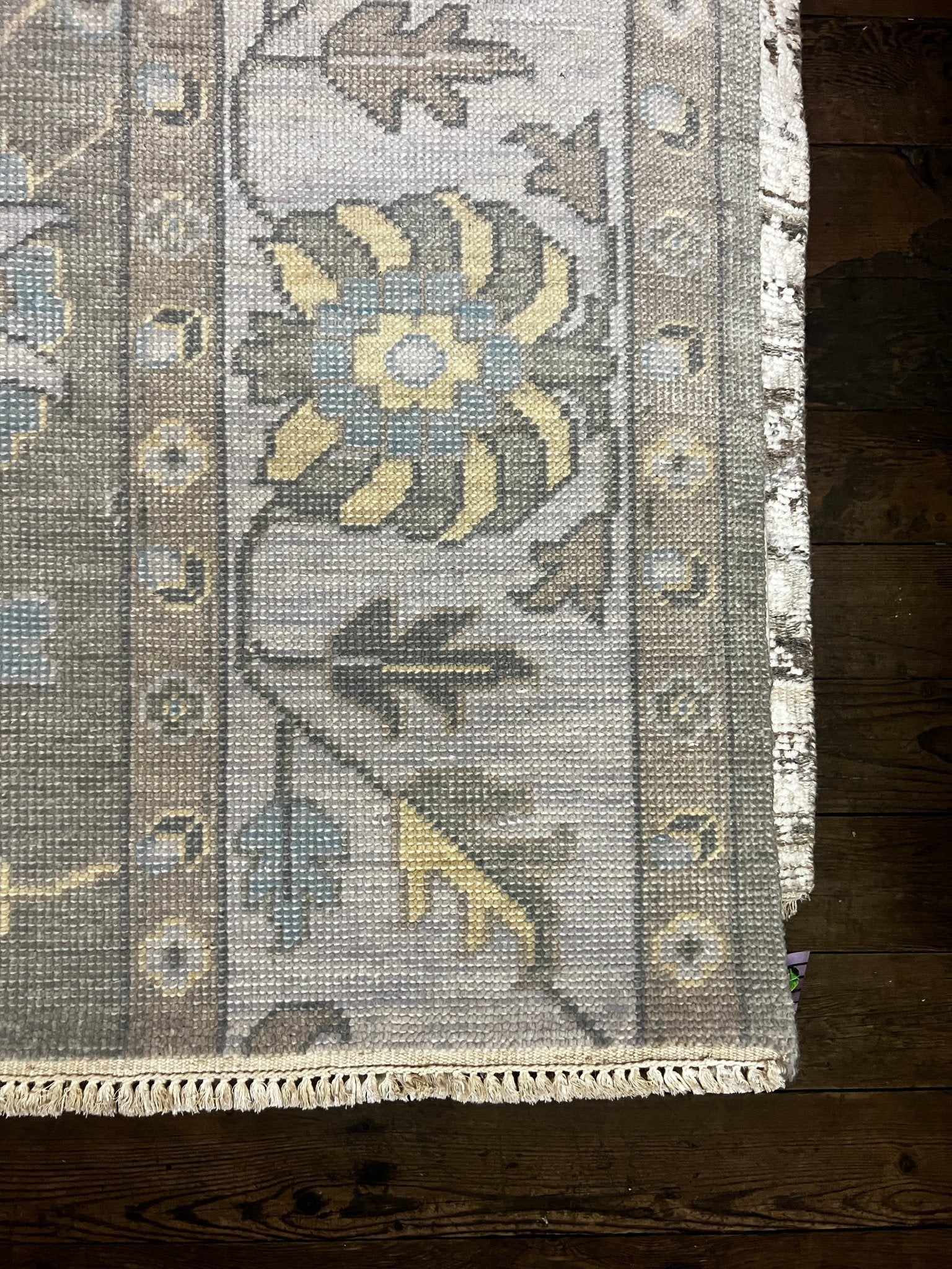 Molly Van Amburgh Grey and Silver Hand-Knotted Oushak Rug 4x4 | Banana Manor Rug Factory Outlet