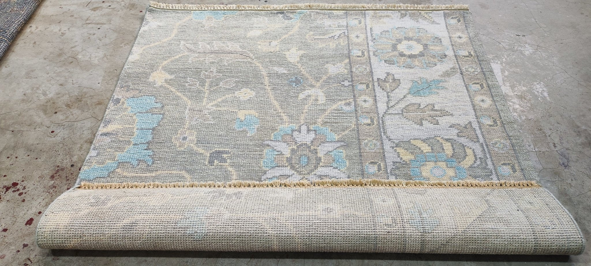 Molly Van Amburgh Grey and Silver Hand-Knotted Oushak Rug 4x4 | Banana Manor Rug Factory Outlet