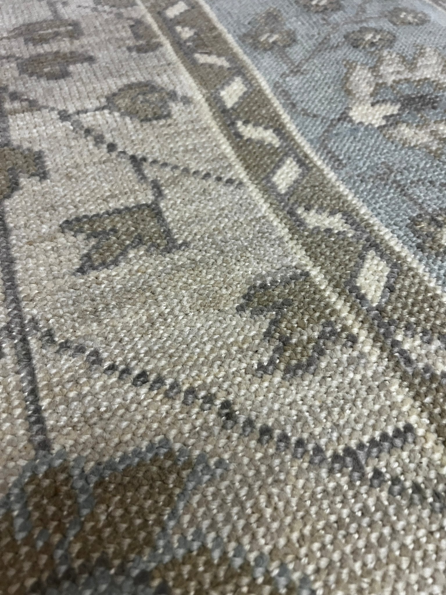 Molly Van Amburgh Grey and Silver Hand-Knotted Oushak Rug 4x4 | Banana Manor Rug Factory Outlet