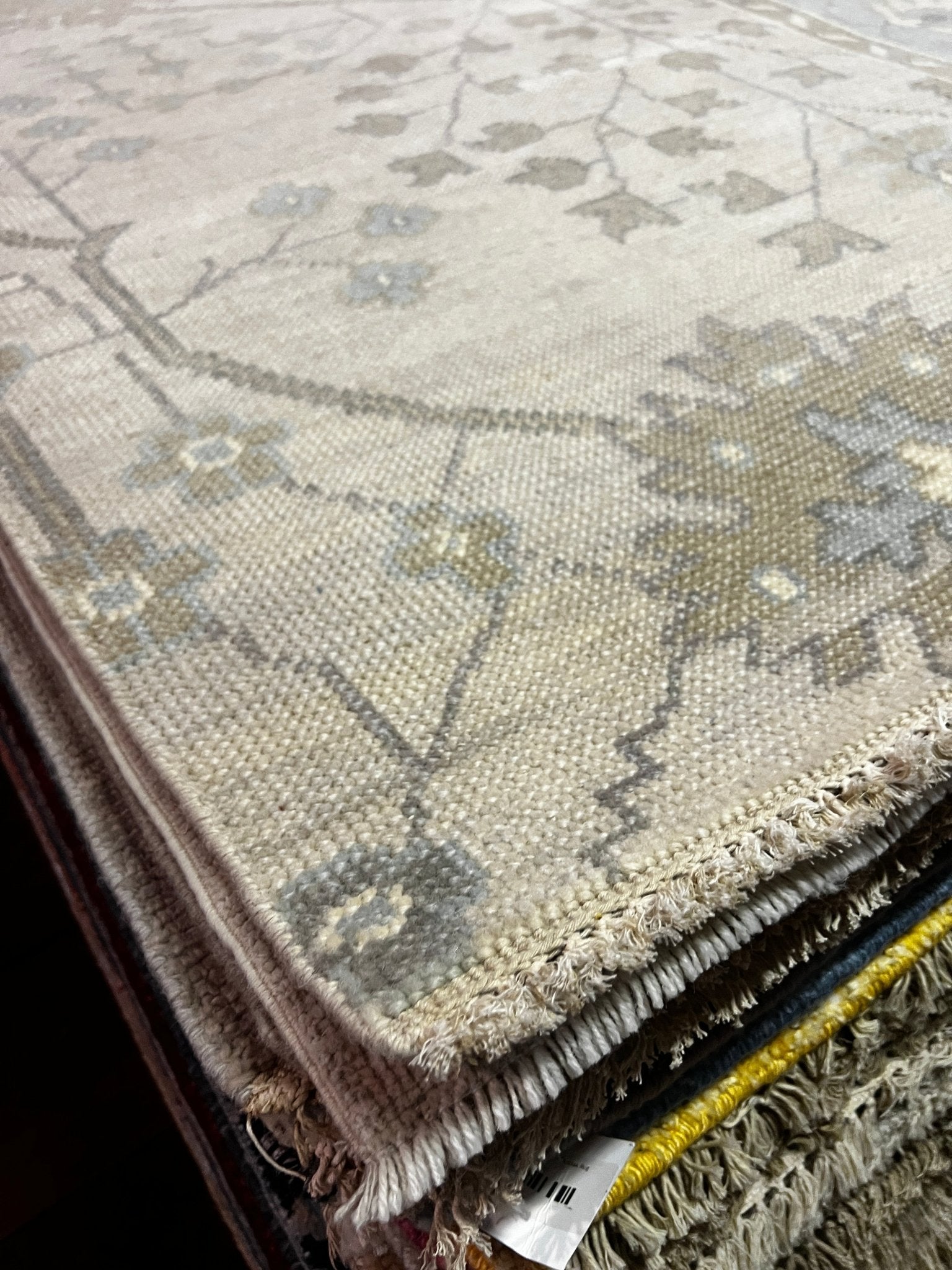 Molly Van Amburgh Grey and Silver Hand-Knotted Oushak Rug 4x4 | Banana Manor Rug Factory Outlet