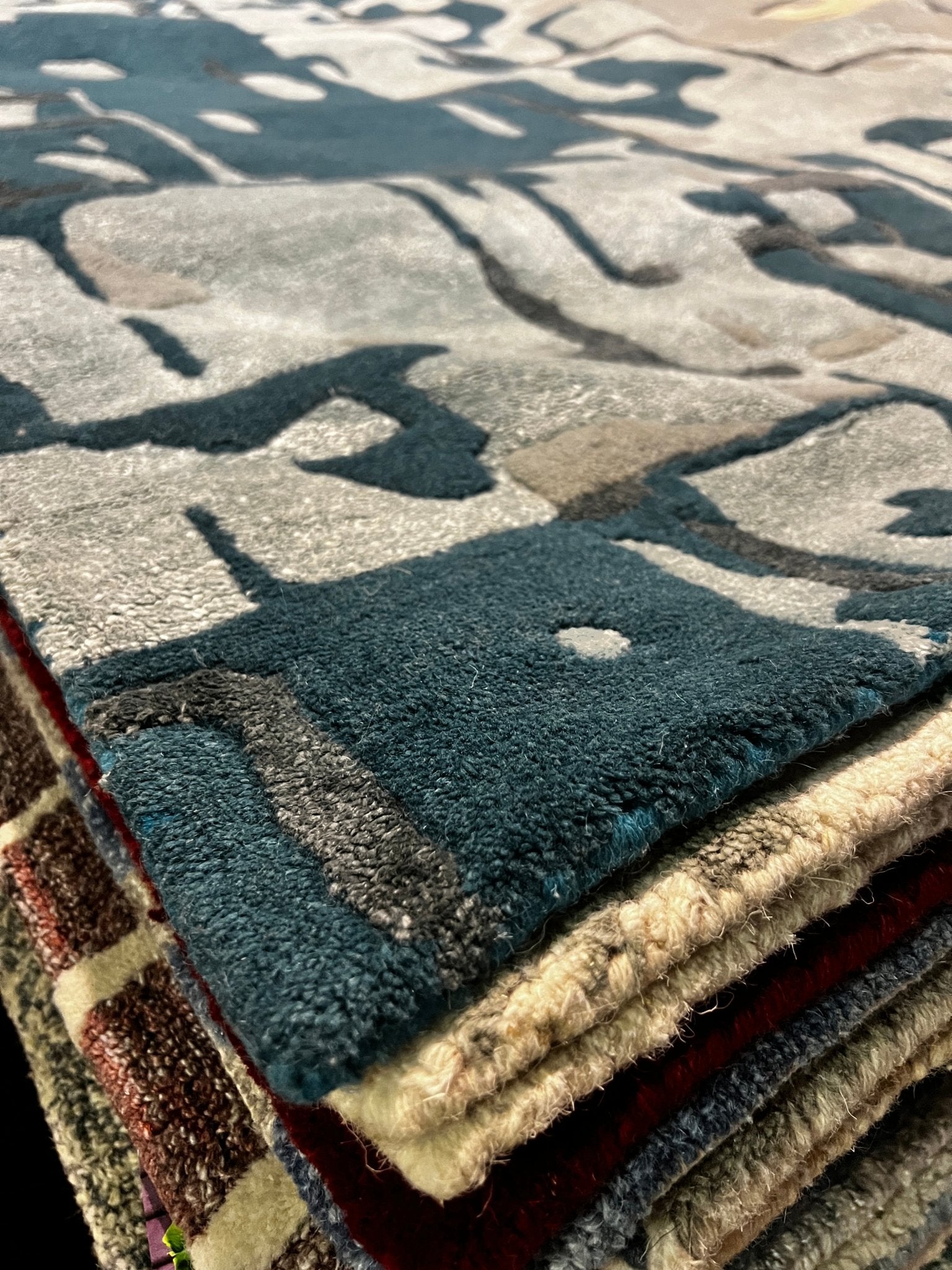 Monona 5.3x7.6 Hand-Tufted Wool Blue & Grey Abstract | Banana Manor Rug Factory Outlet