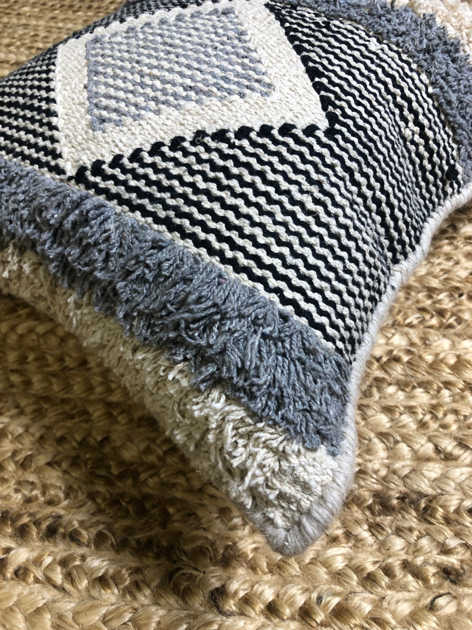 Moon Unit Beige, Dark Blue, and Grey Pillow | Banana Manor Rug Company