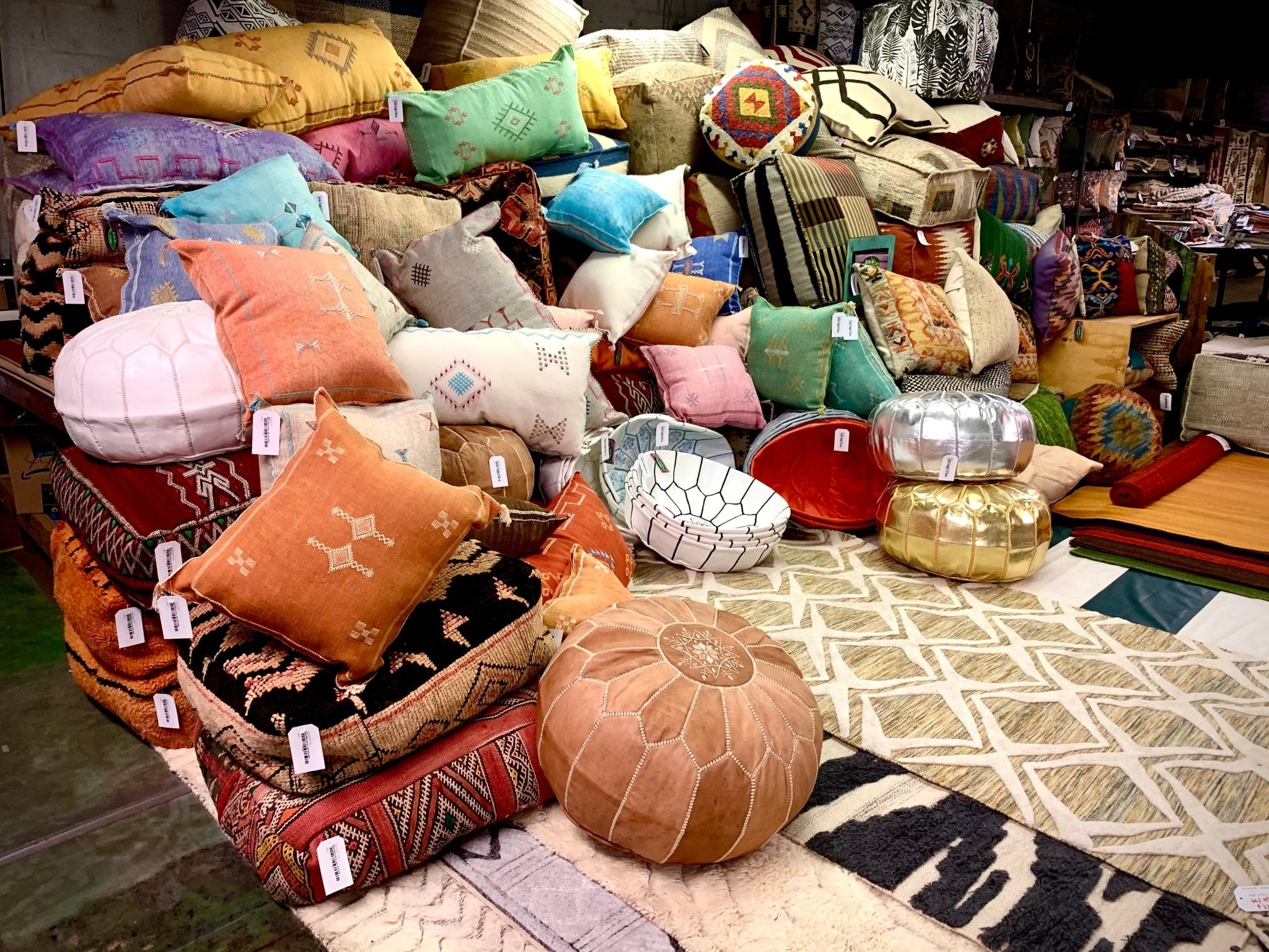 Moroccan New Cactus Silk Floor Cushion | Banana Manor Rug Company