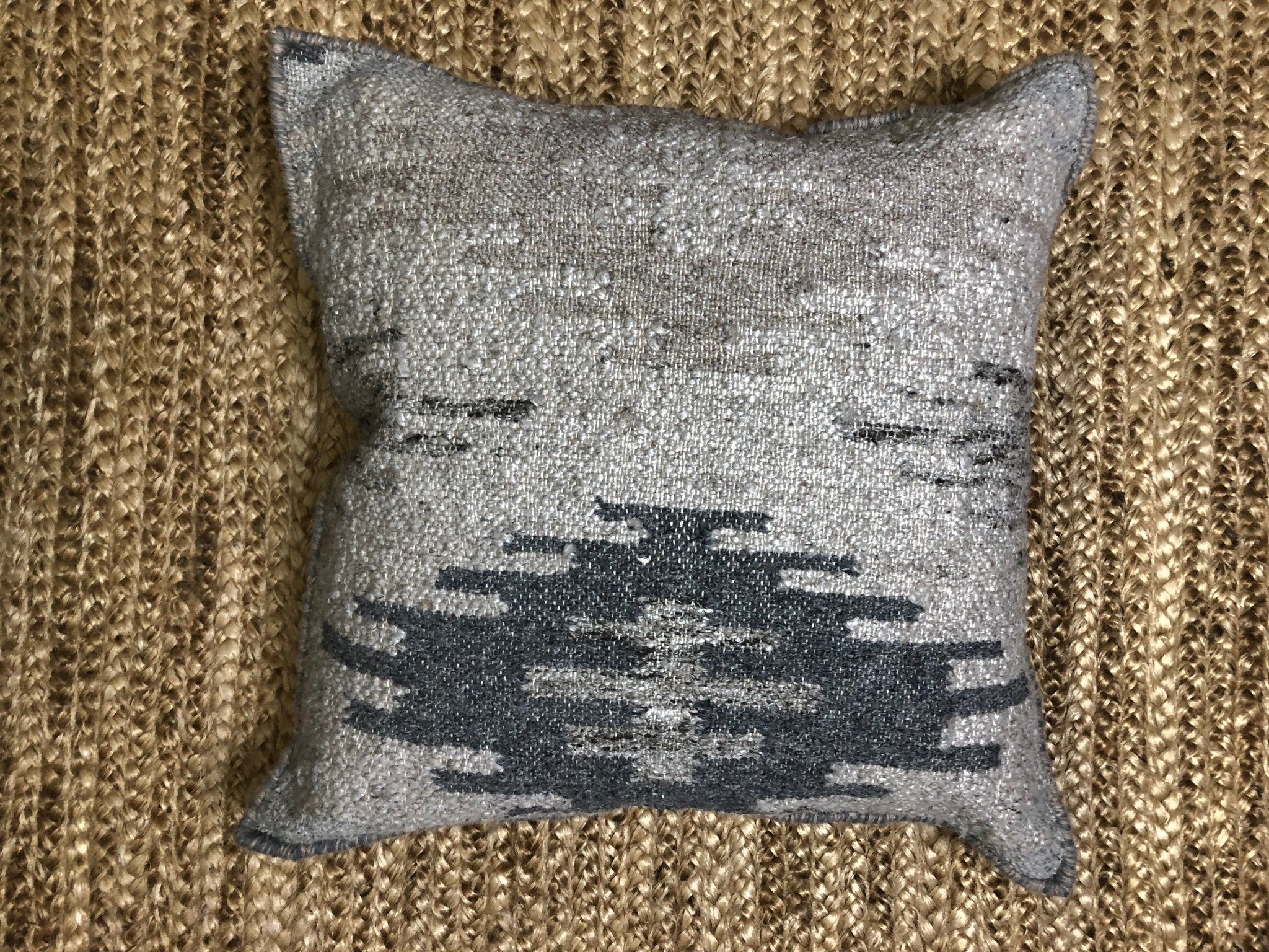 Mr. Belding Grey, Beige, and Brown Hand-woven Pillow | Banana Manor Rug Company