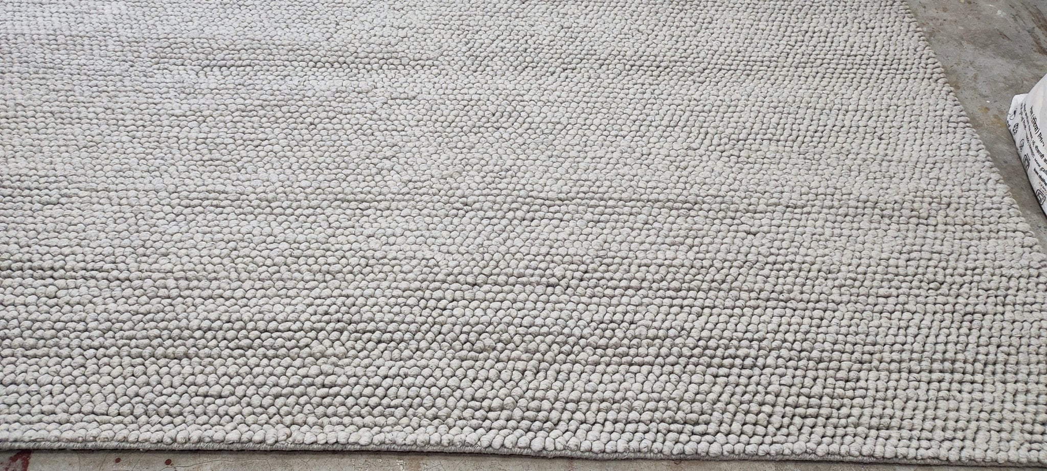 Mrs. Gardner Handwoven Wool Durrie Natural Grey Loop Ball 10x13.3 | Banana Manor Rug Company