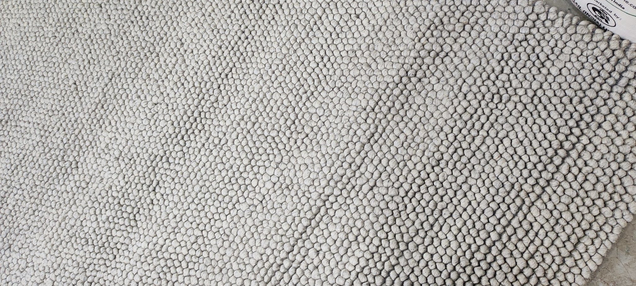 Mrs. Gardner Handwoven Wool Durrie Natural Grey Loop Ball 10x13.3 | Banana Manor Rug Company