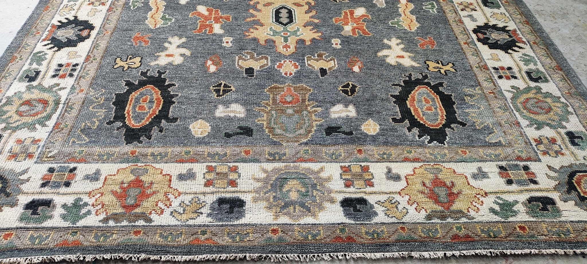 Muriel 9x12 Hand Knotted Grey & Ivory Oushak | Banana Manor Rug Factory Outlet