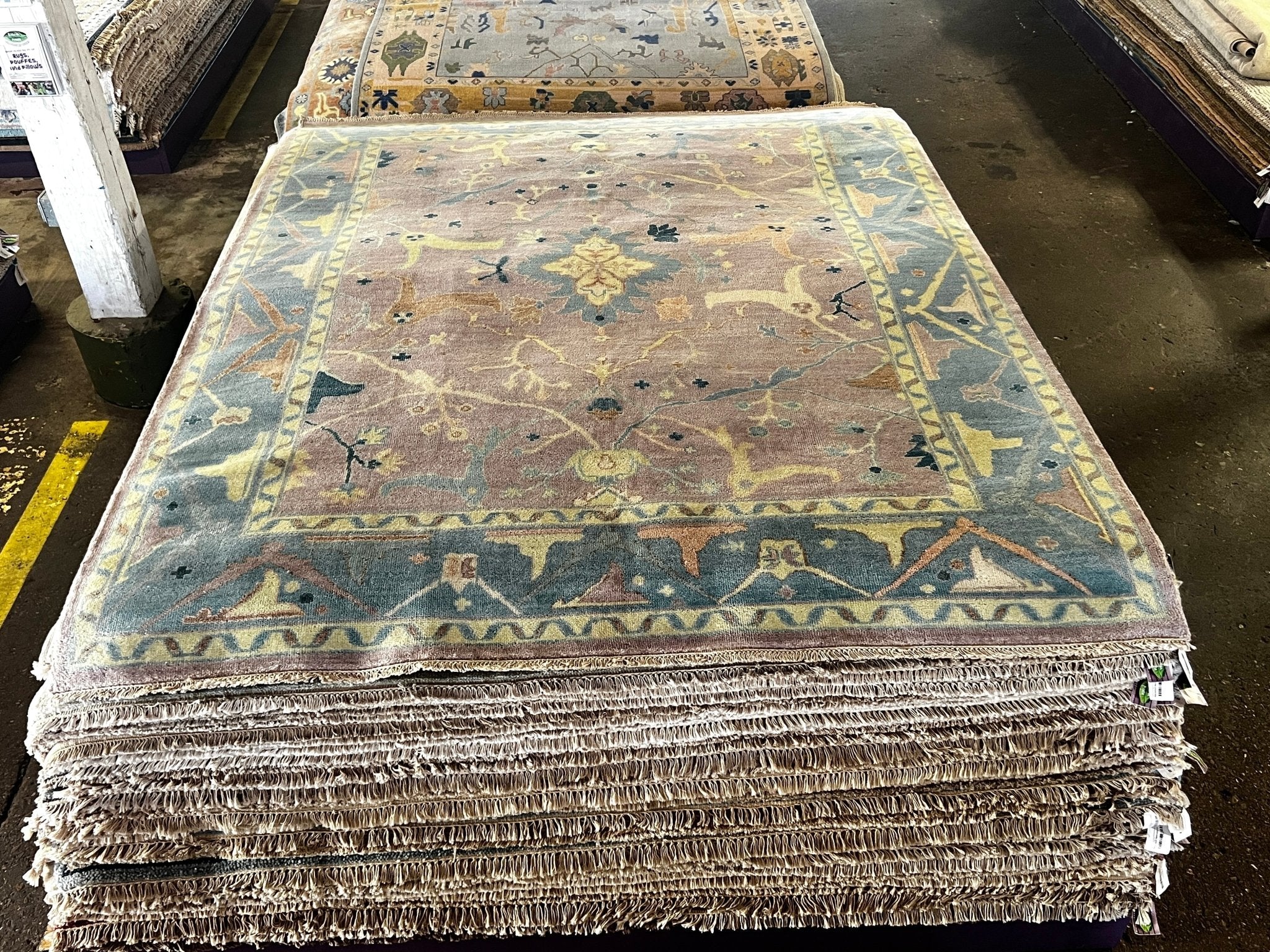 Musetta Vander Hand-Knotted Oushak Rug Blue and Purple 8x10 | Banana Manor Rug Factory Outlet