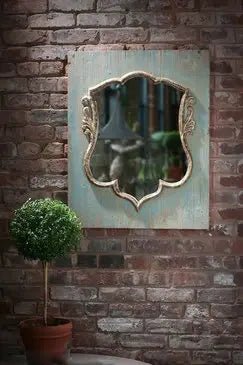 My Pretty Distressed Wood Shield 24x30 Mirror | Banana Manor Rug Company