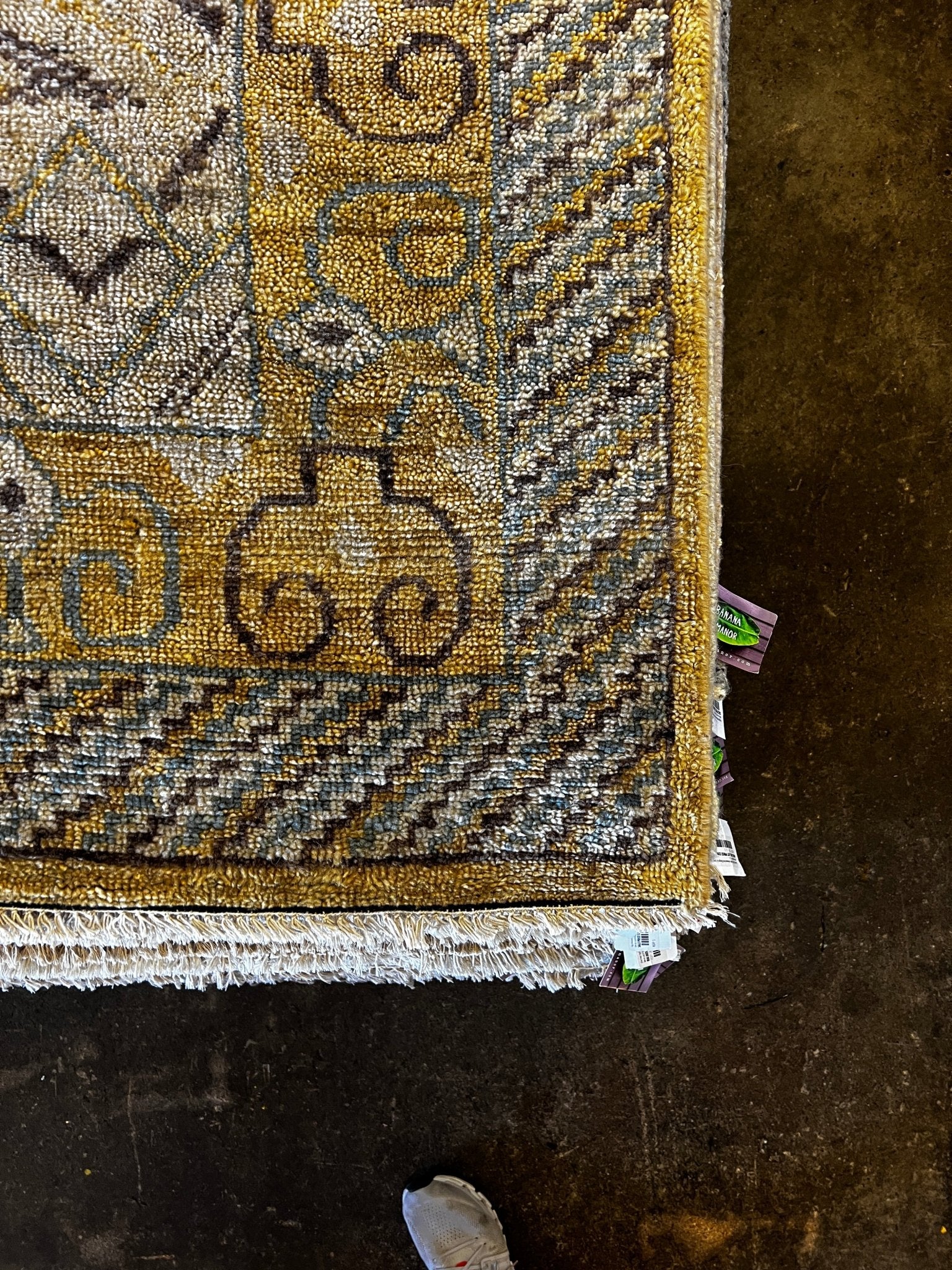 Nadja 10x13.9 Hand-Knotted Gold & Tan Oriental | Banana Manor Rug Factory Outlet