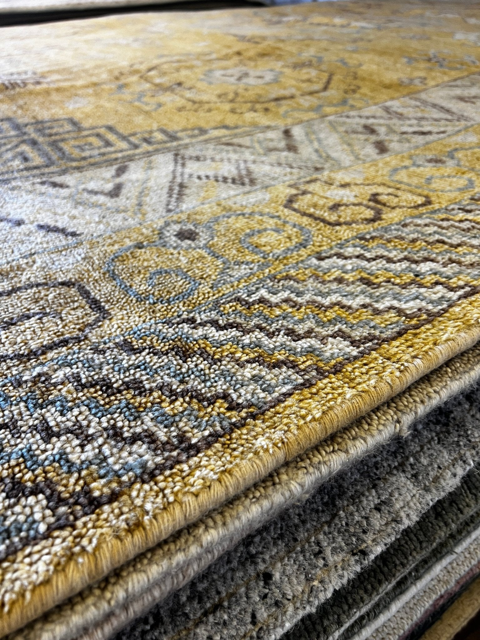 Nadja 10x13.9 Hand-Knotted Gold & Tan Oriental | Banana Manor Rug Factory Outlet