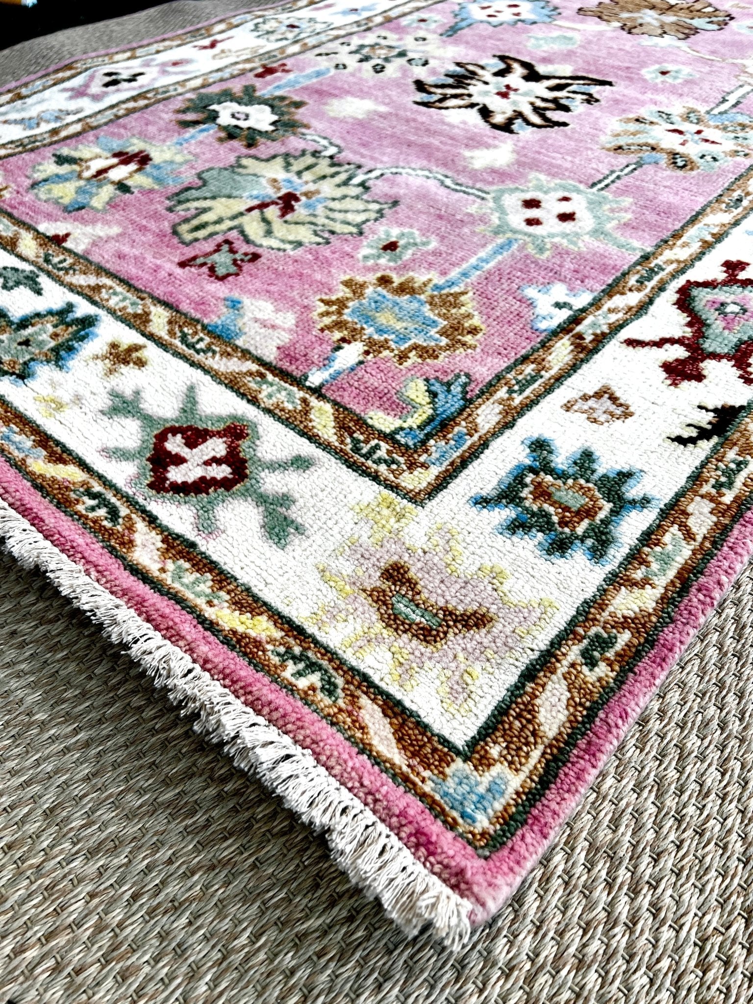 Natasha Henstridge 4x6 Pink Hand-Knotted Oushak Rug | Banana Manor Rug Company