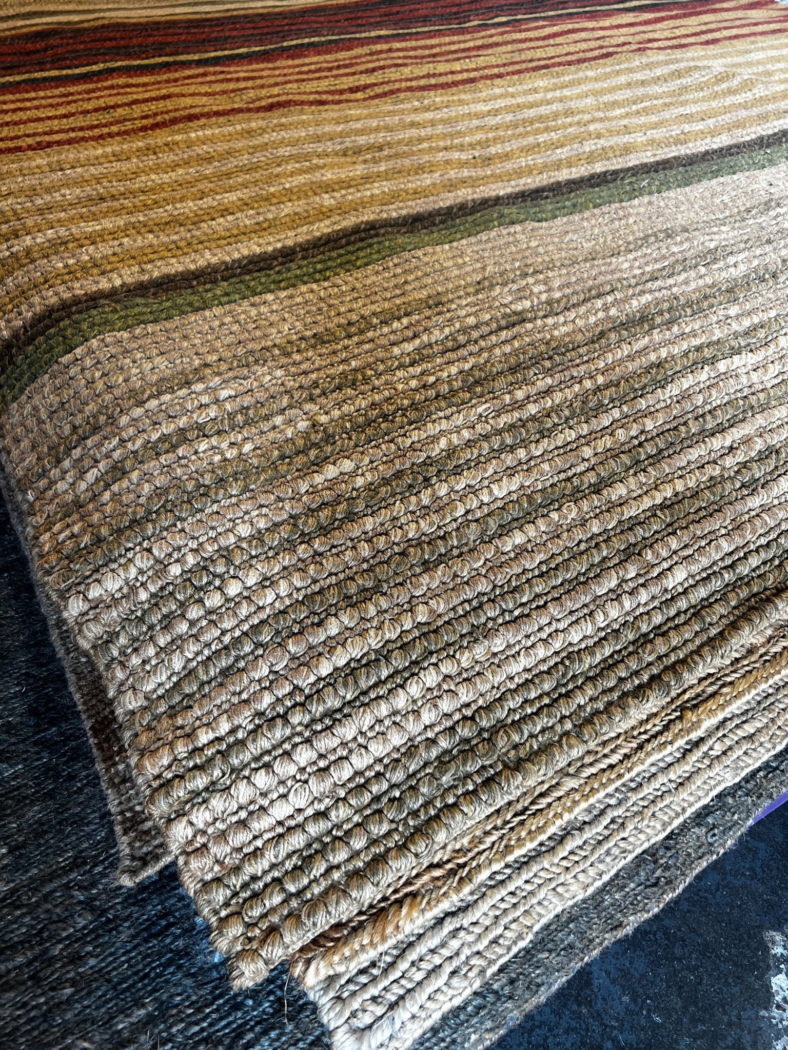 Ned the Wino 10x13.3 Loop Striped Jute Rug | Banana Manor Rug Factory Outlet