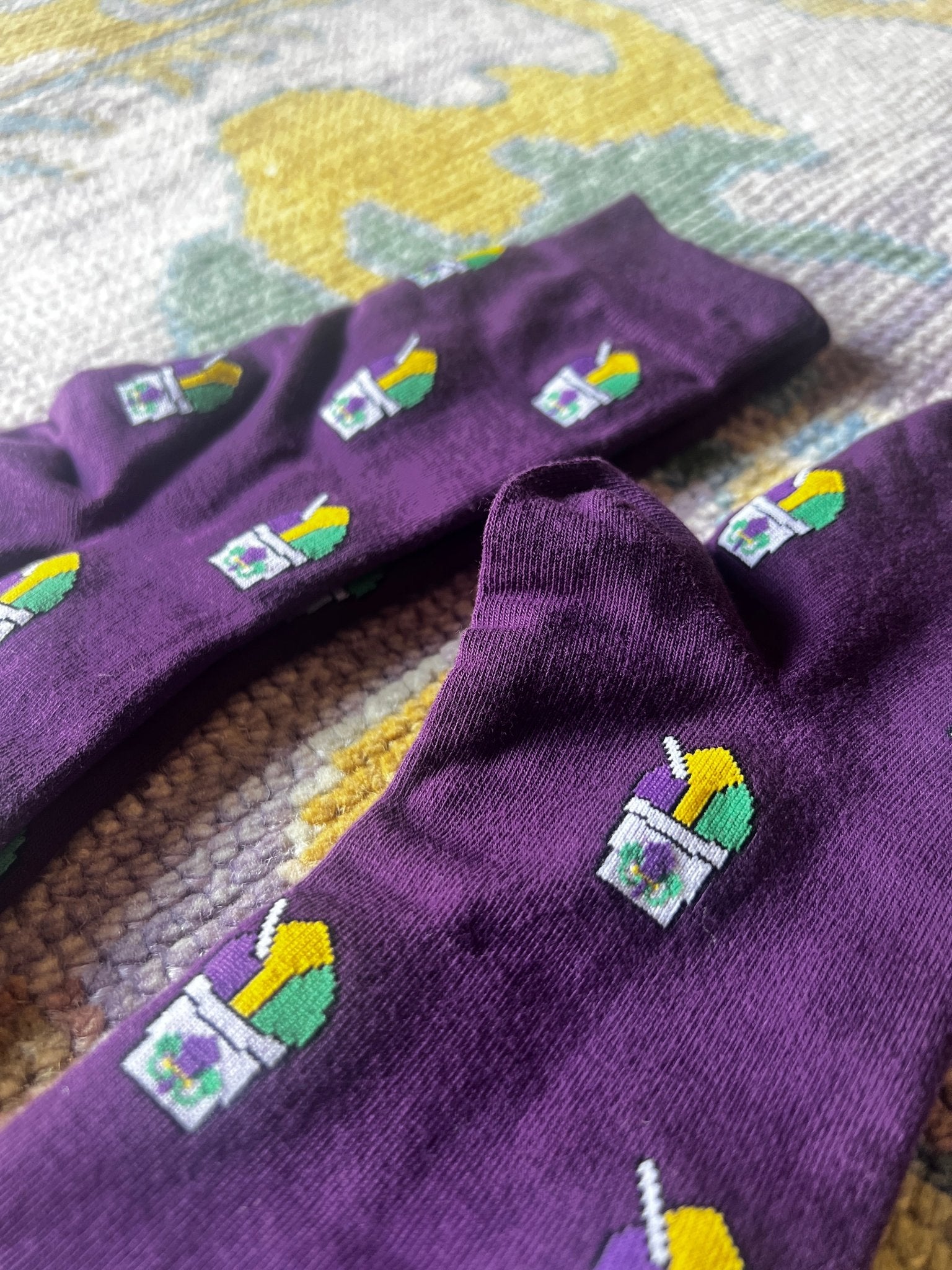 New Orleans Purple Snowball Socks | Banana Manor Rug Company