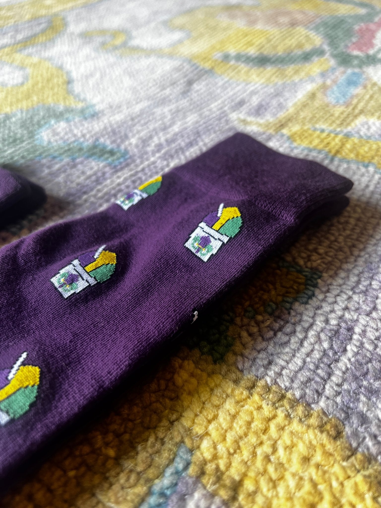 New Orleans Purple Snowball Socks | Banana Manor Rug Company