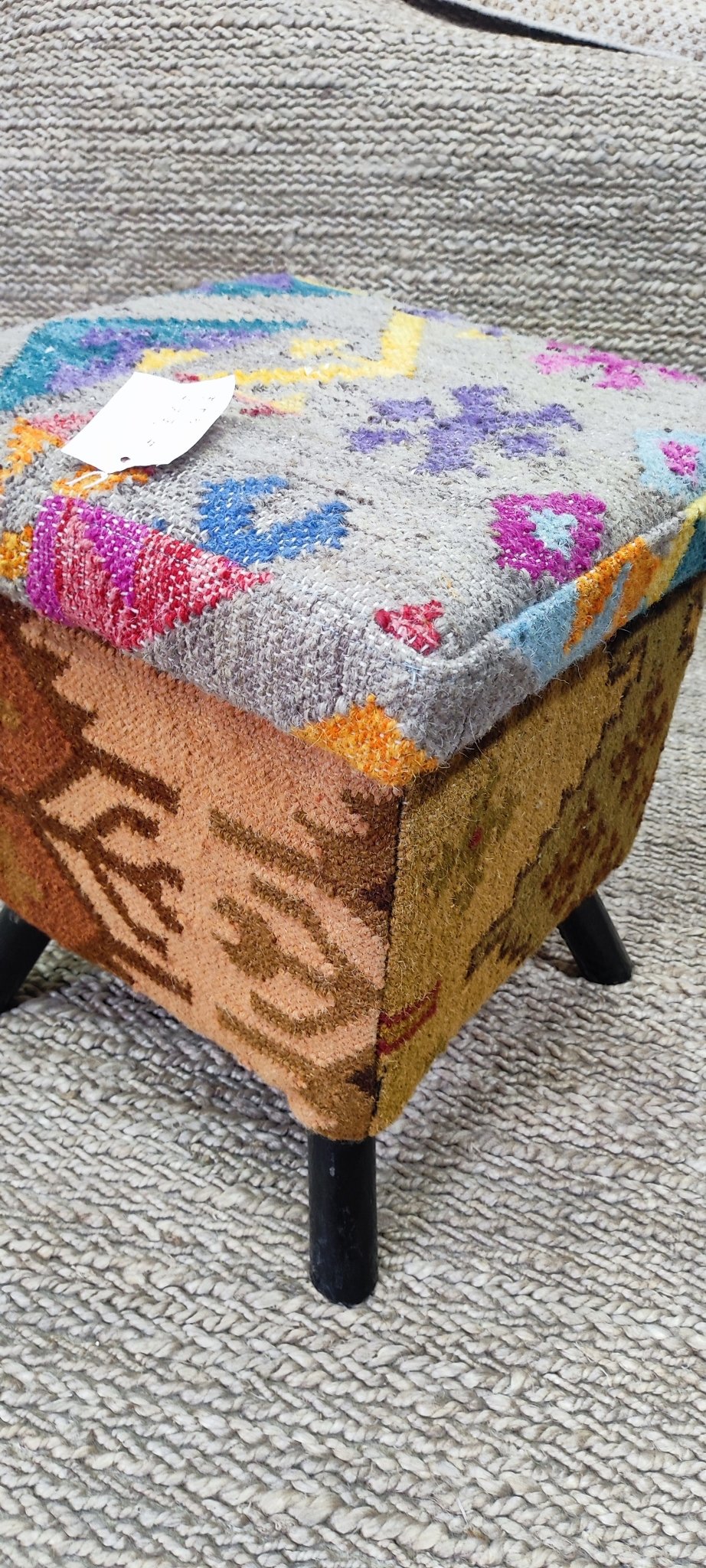 Nick Carter Wooden Upholstered Stool 15x15x17 | Banana Manor Rug Company