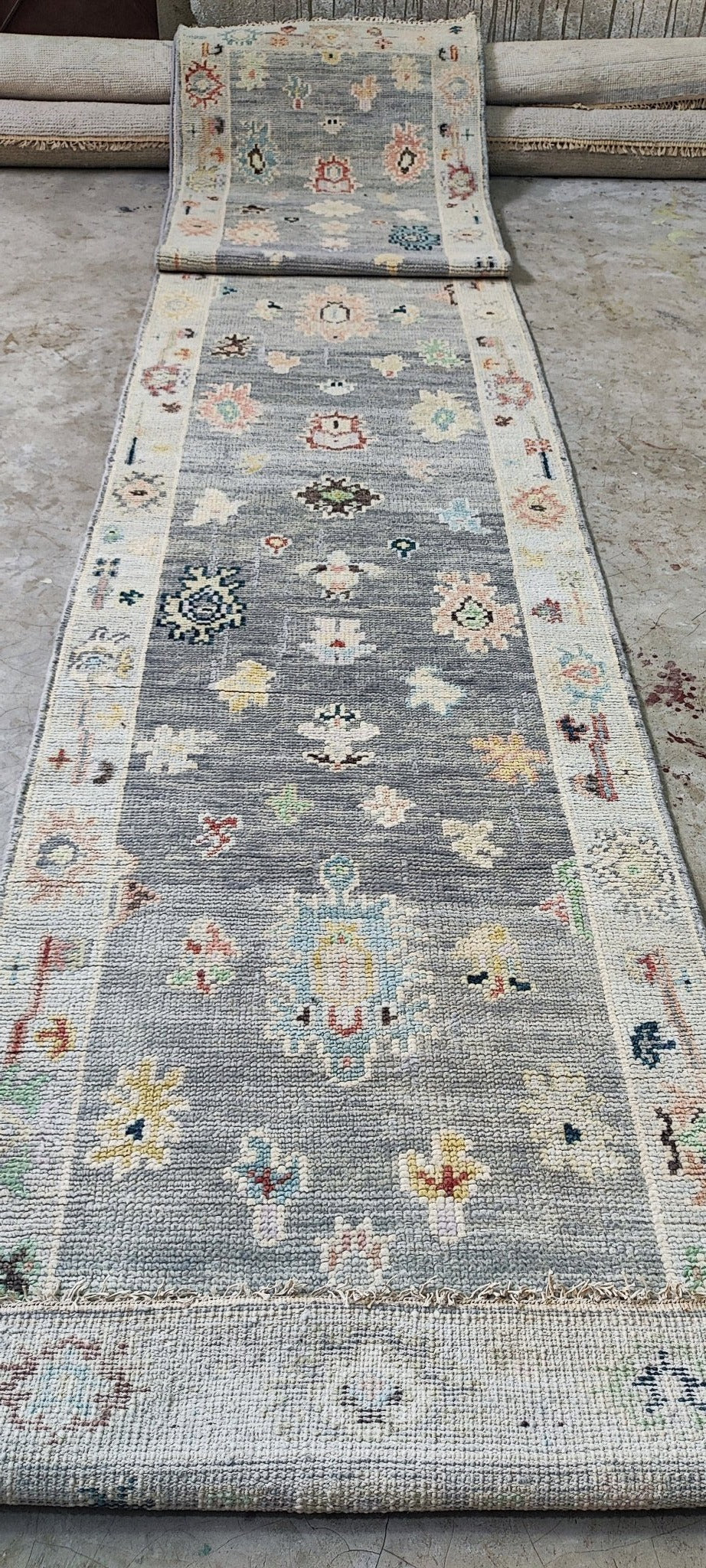 Nicola 2.9x20.6 Hand Knotted Grey & Silver Turkish Oushak | Banana Manor Rug Factory Outlet