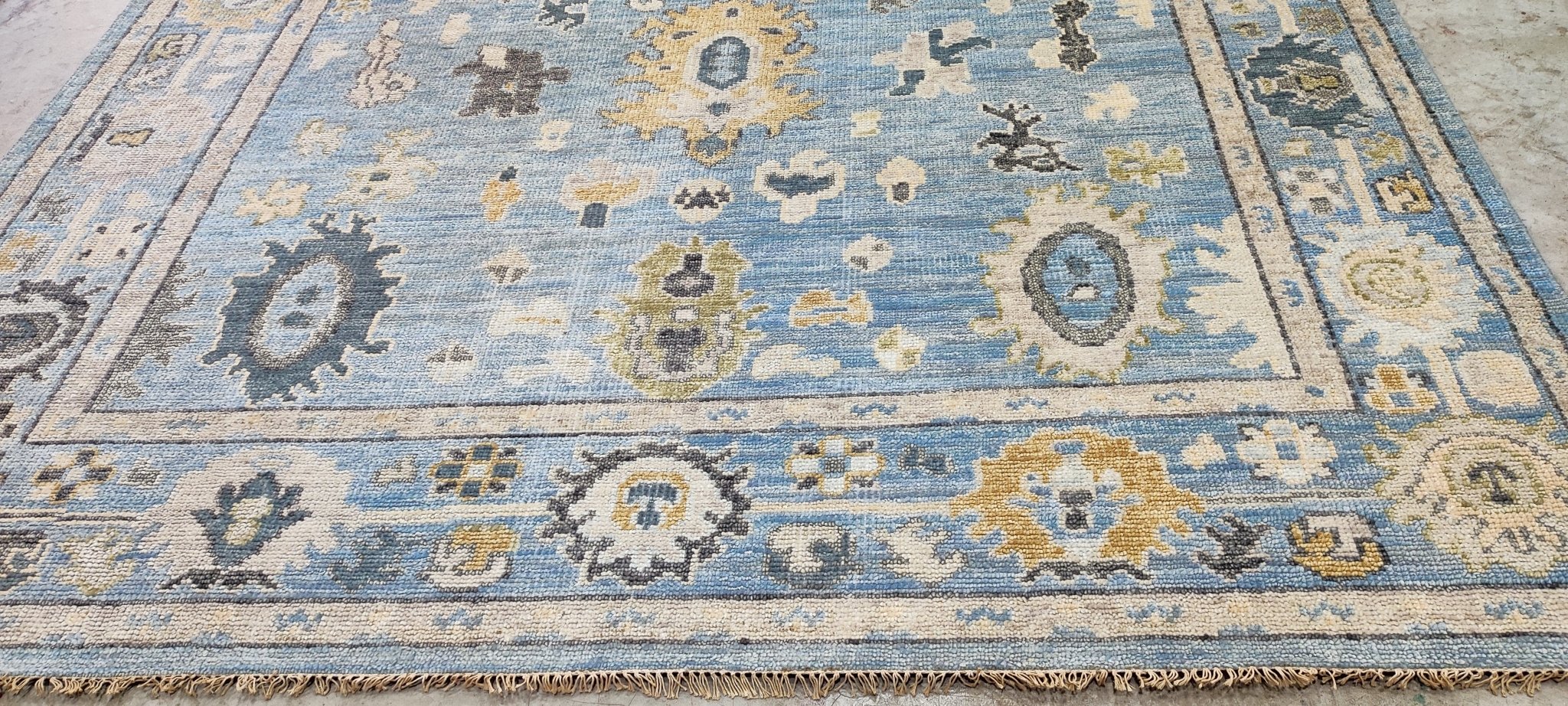 Nicole Gibbons Blue Hand-Knotted Oushak Rug 8x10 | Banana Manor Rug Company