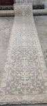 Nina Campbell Silver and Grey Hand-Knotted Oushak Runner 2.6x11.9 | Banana Manor Rug Company