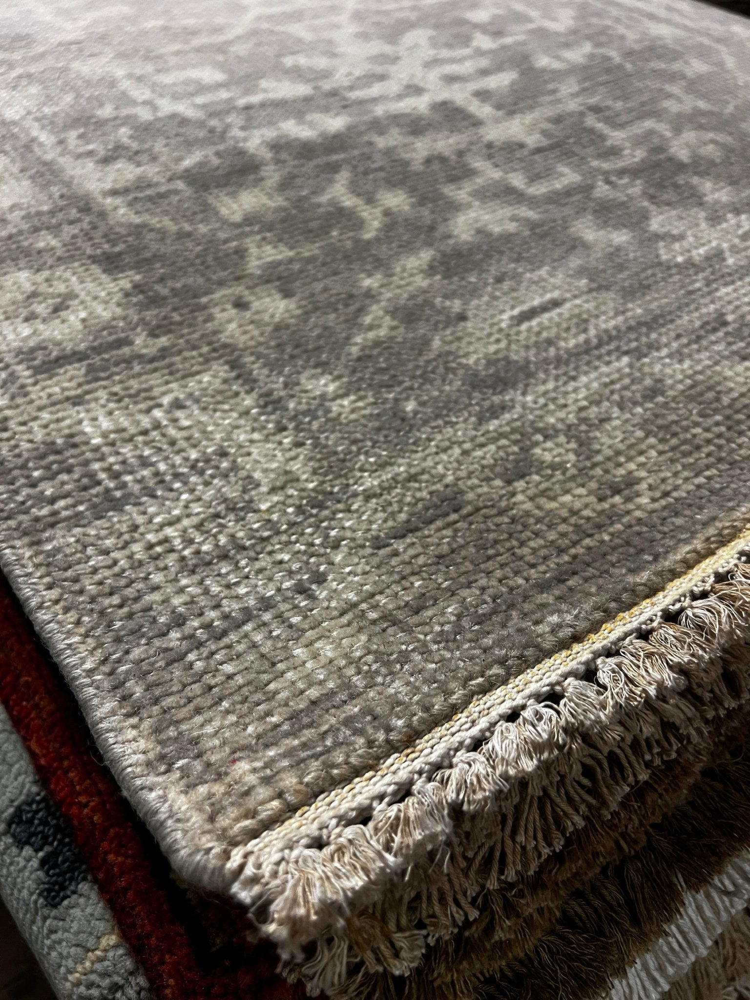 Nina Campbell Silver and Grey Hand-Knotted Oushak Runner 2.6x11.9 | Banana Manor Rug Company