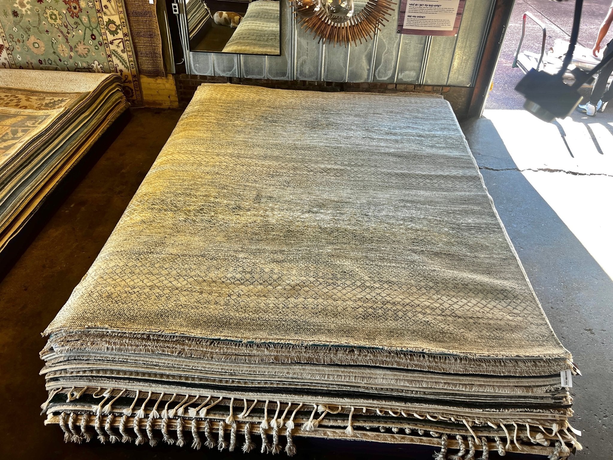 Nita 9x12 Hand-Knotted Grass Design Grey Mix | Banana Manor Rug Factory Outlet