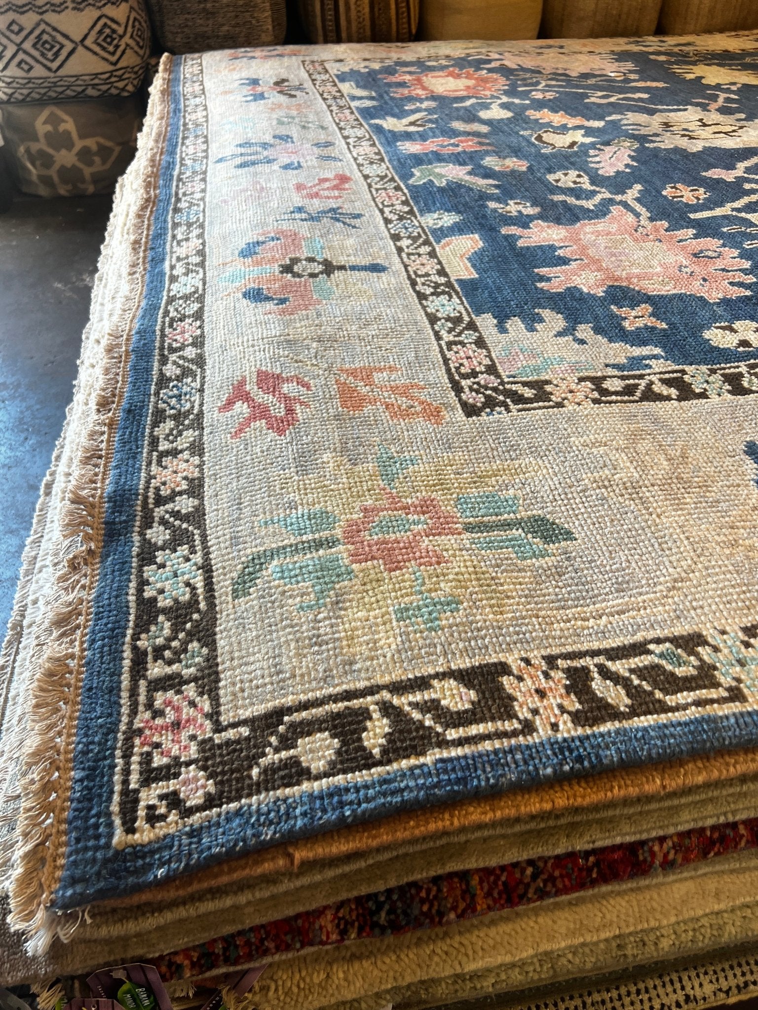 Nori 9.9x13.9 Hand-Knotted Blue & Grey Oushak | Banana Manor Rug Factory Outlet