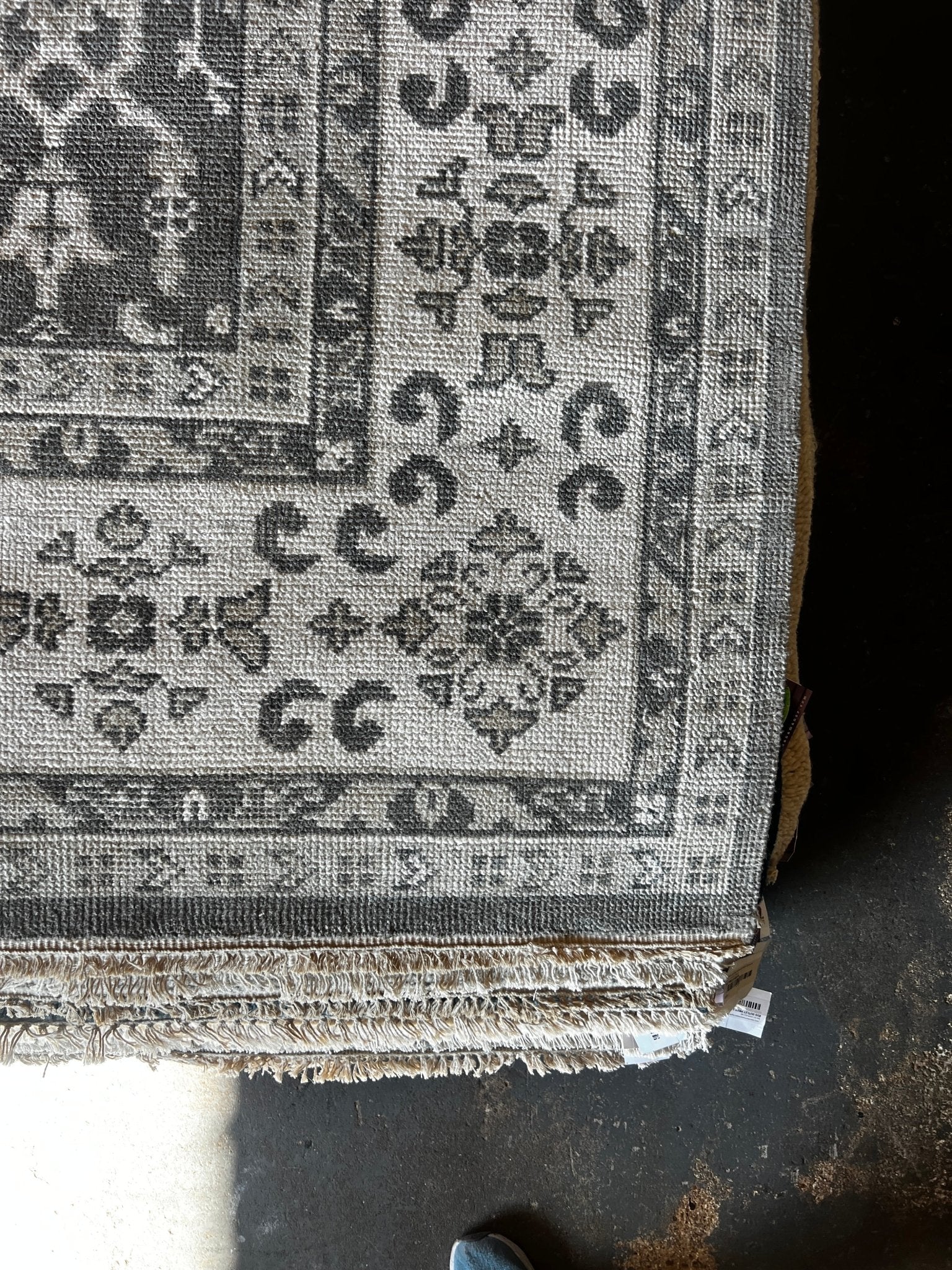 Norma Kamali 9.9x14 Grey and Ivory Hand-Knotted Oushak Rug | Banana Manor Rug Factory Outlet