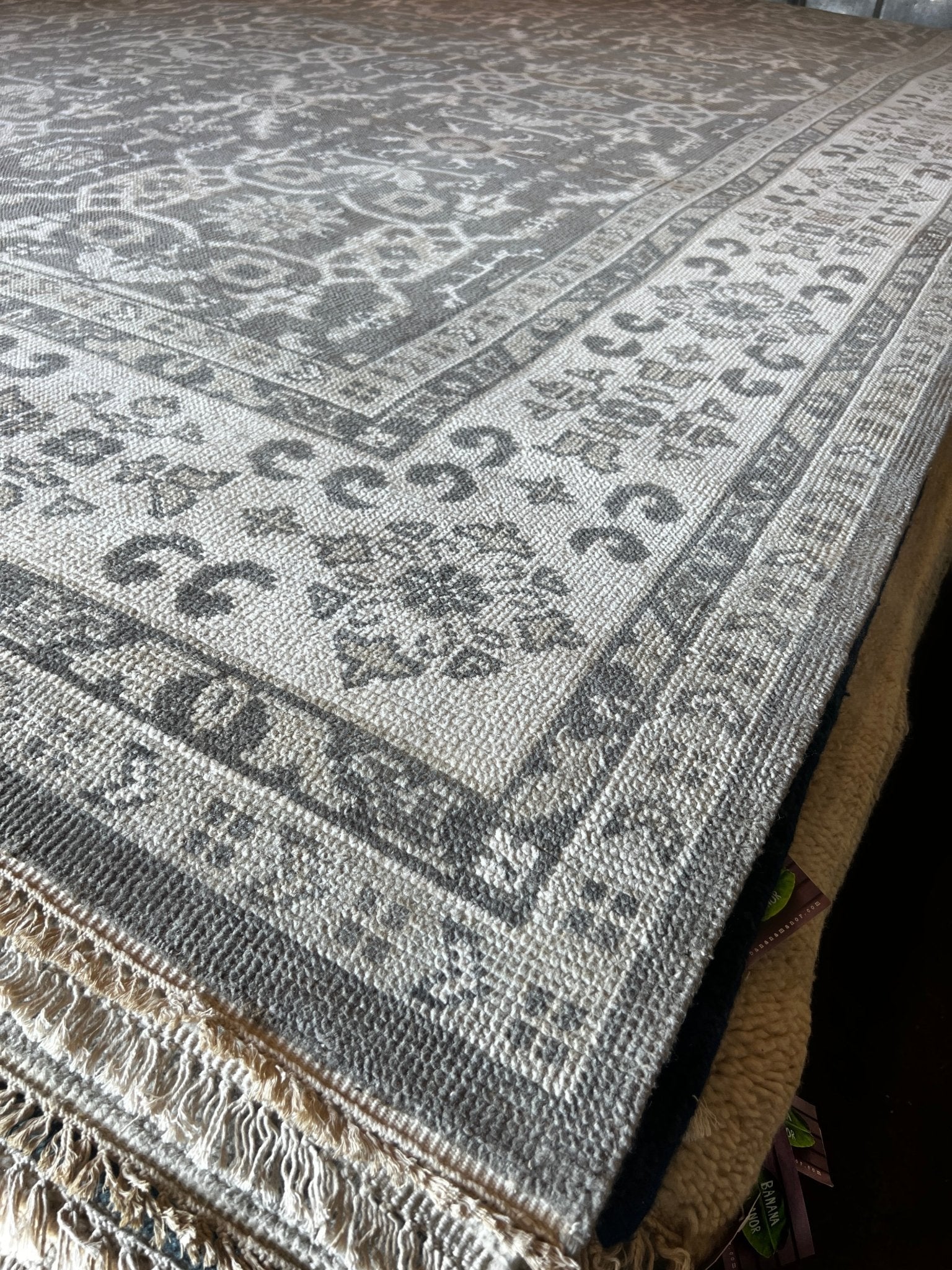 Norma Kamali 9.9x14 Grey and Ivory Hand-Knotted Oushak Rug | Banana Manor Rug Factory Outlet
