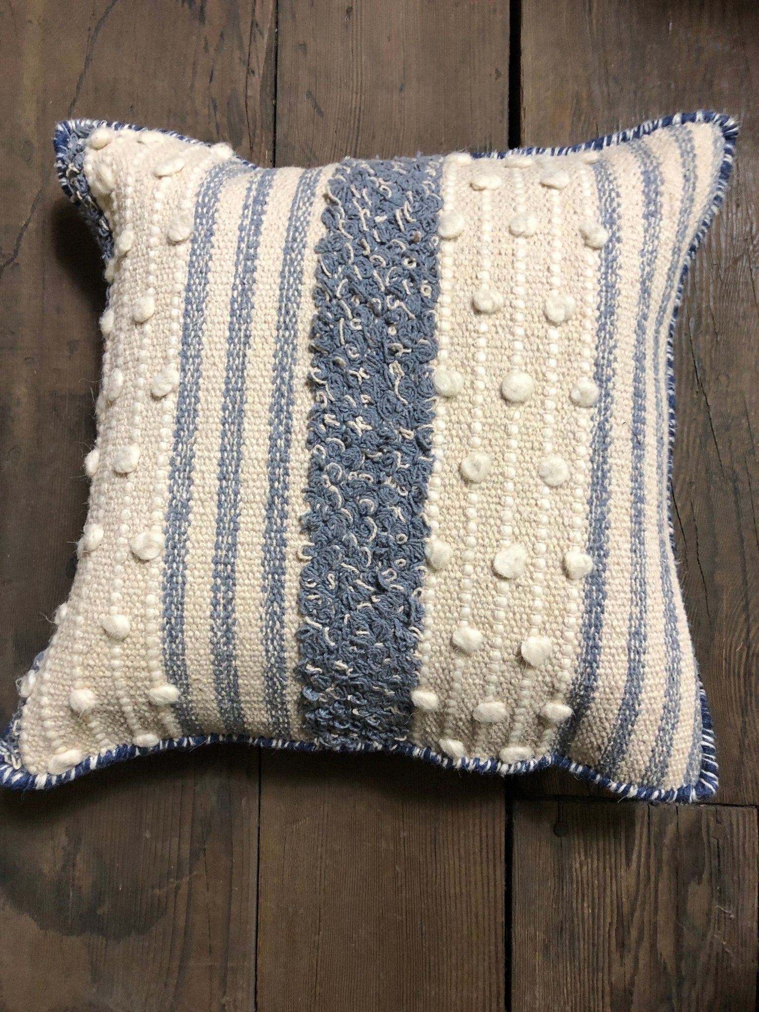 Nova Blue, Tan, and White Pillow | Banana Manor Rug Company