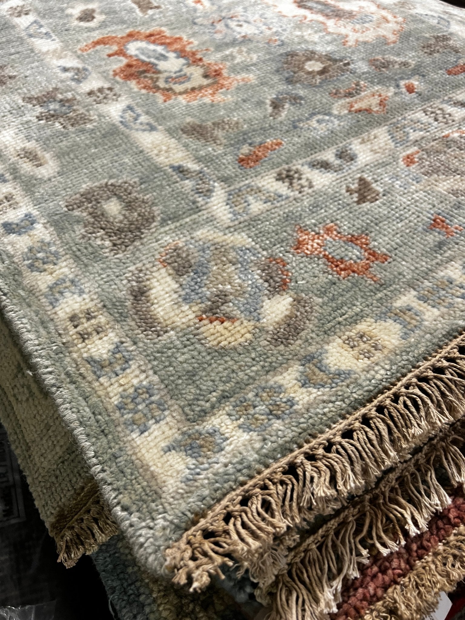 Odessa 3x18 Aqua Blue Hand-Knotted Oushak Runner | Banana Manor Rug Company