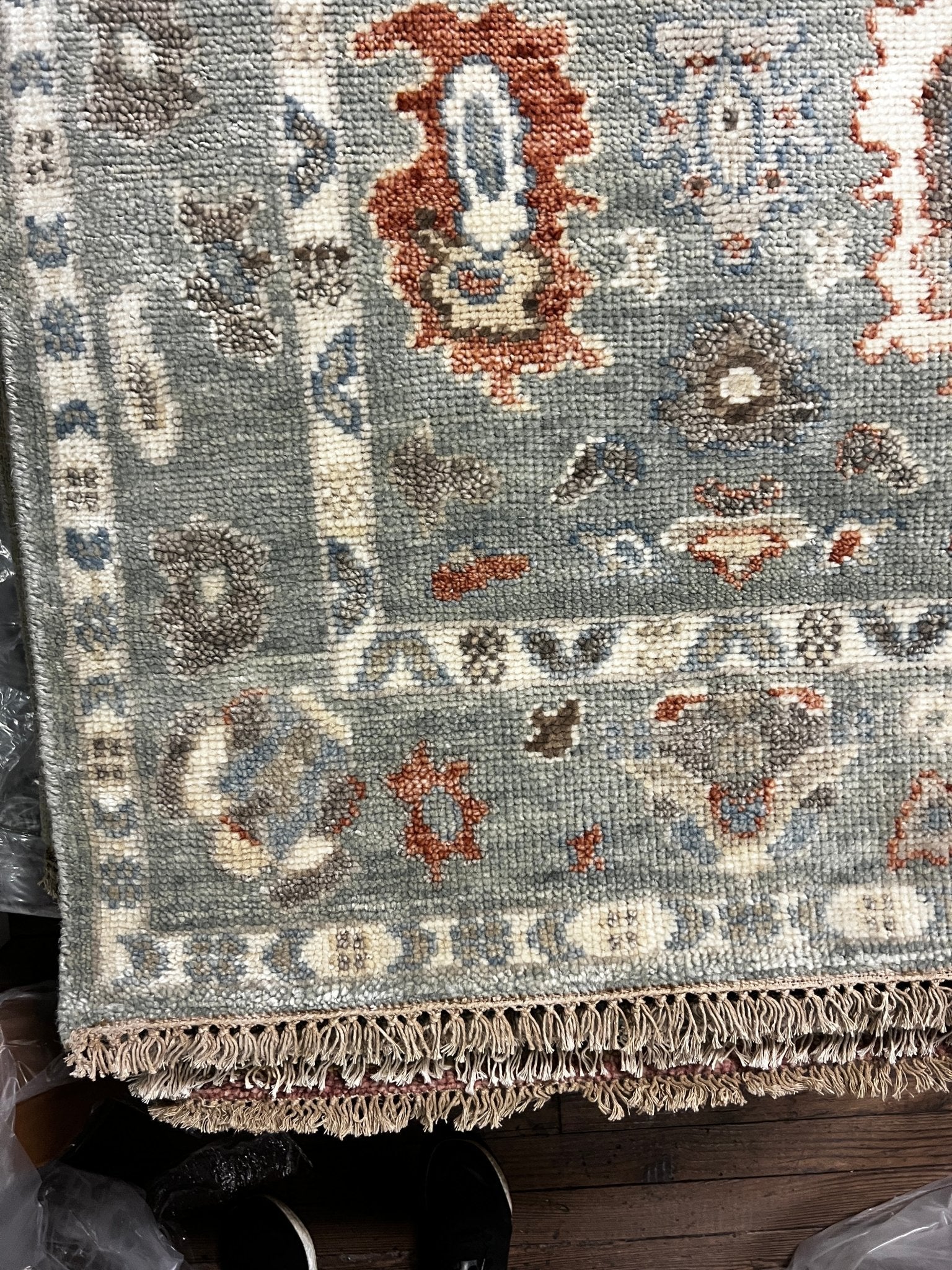 Odessa 3x18 Aqua Blue Hand-Knotted Oushak Runner | Banana Manor Rug Company