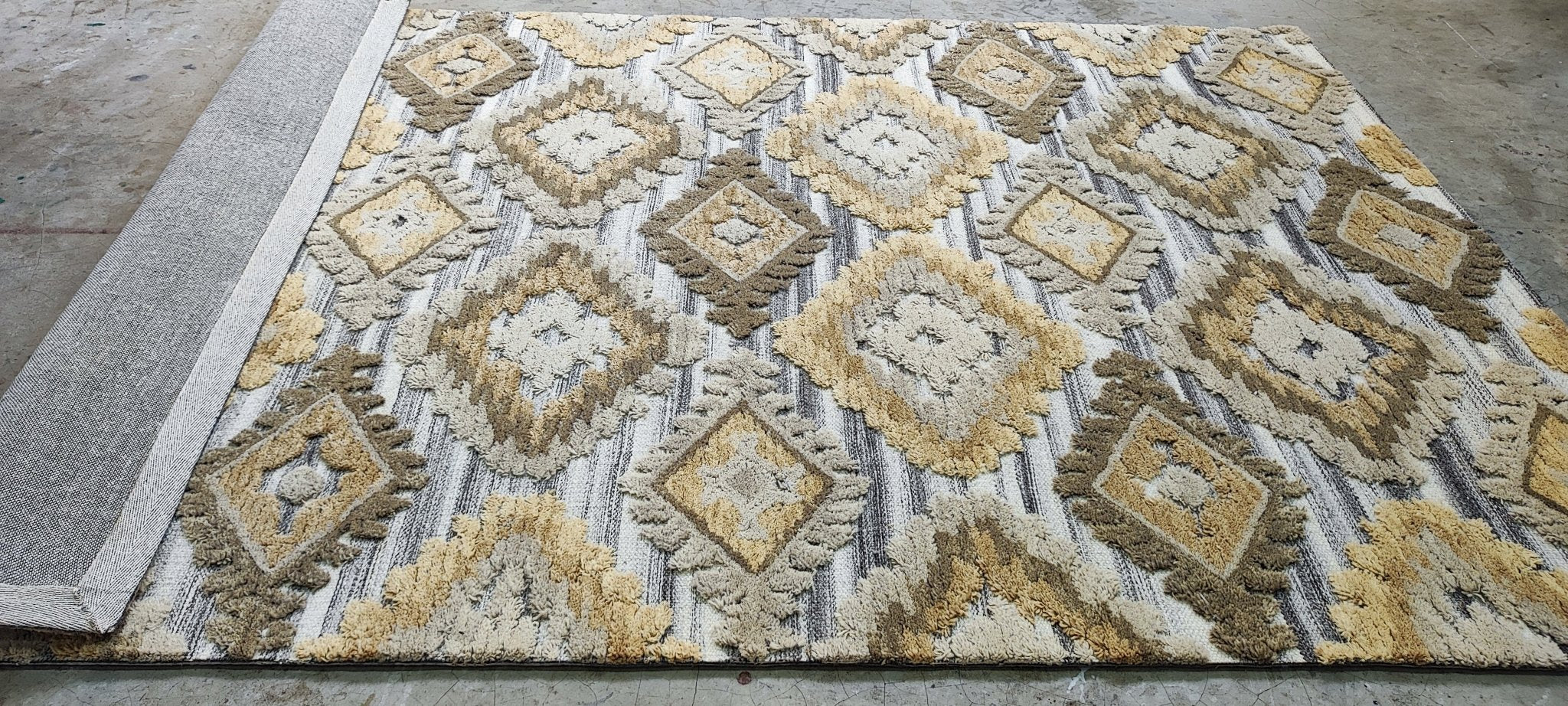 Old Absinthe House 5x7.6 Handwoven Mustard & Grey Loop Cut | Banana Manor Rug Factory Outlet