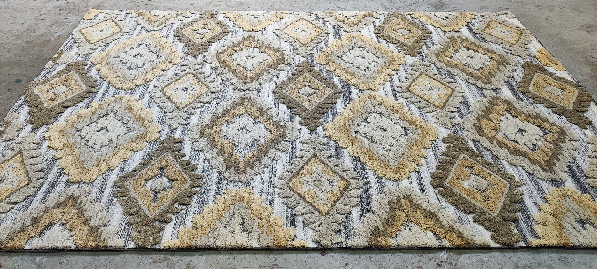 Old Absinthe House 5x7.6 Handwoven Mustard & Grey Loop Cut | Banana Manor Rug Factory Outlet