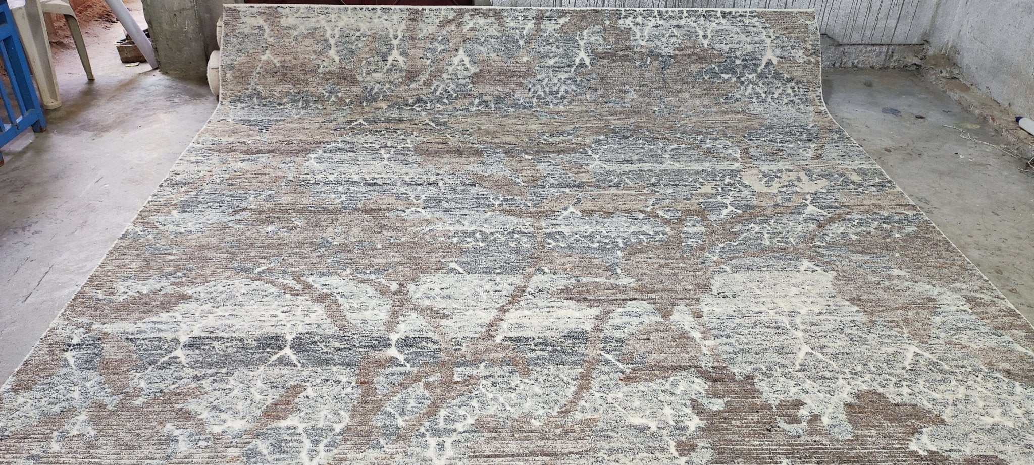 Oleg Taktarov Hand-Knotted Modern Abstract Rug Silver and Brown 9.3x12 | Banana Manor Rug Company