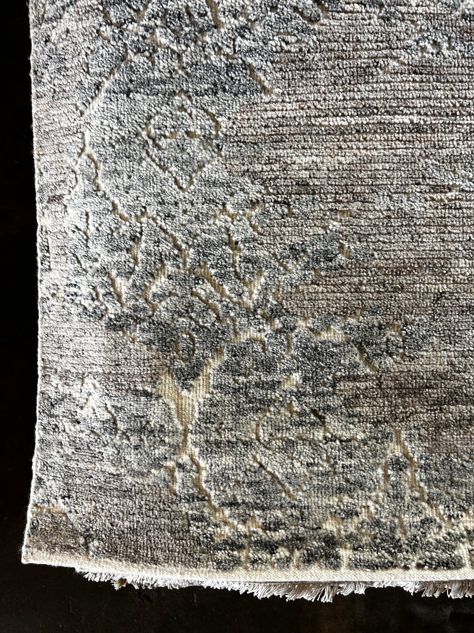 Oleg Taktarov Hand-Knotted Modern Abstract Rug Silver and Brown 9.3x12 | Banana Manor Rug Company