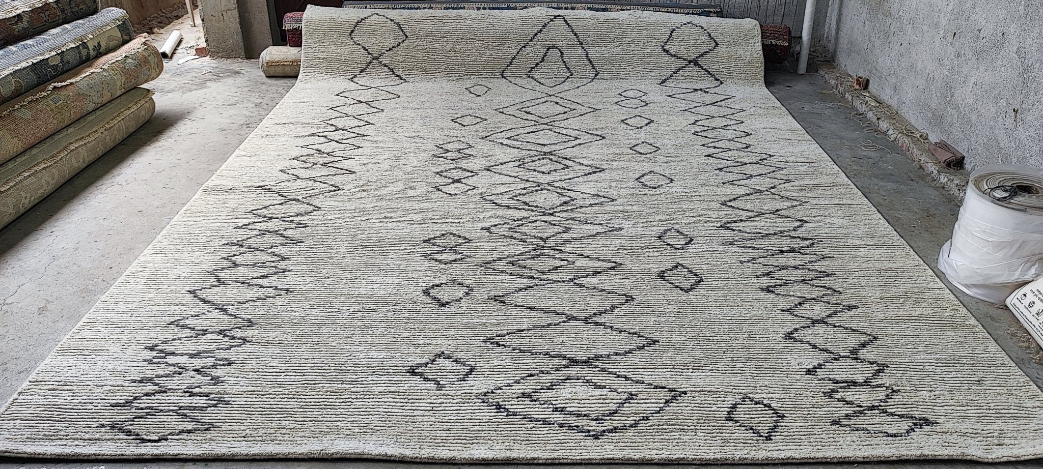 Orianthi 9.3x12 Hand Knotted Grey & Natural Modern | Banana Manor Rug Factory Outlet