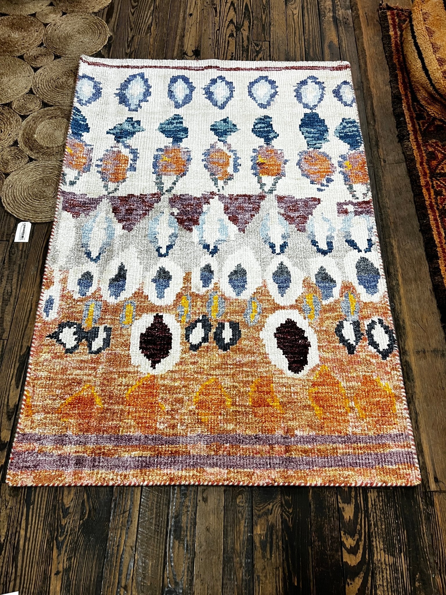 Oscar Kightley Hand-Knotted Ivory Multi-Colored Modern (Various Sizes) | Banana Manor Rug Company
