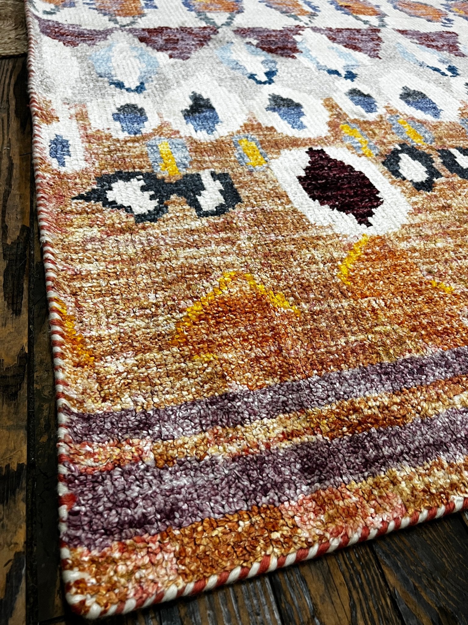 Oscar Kightley Hand-Knotted Ivory Multi-Colored Modern (Various Sizes) | Banana Manor Rug Company
